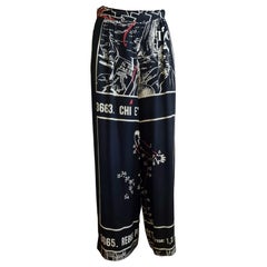 Moschino Cheap and Chic 90s Vintage Rebus Rayon Pants Size 44 Women's