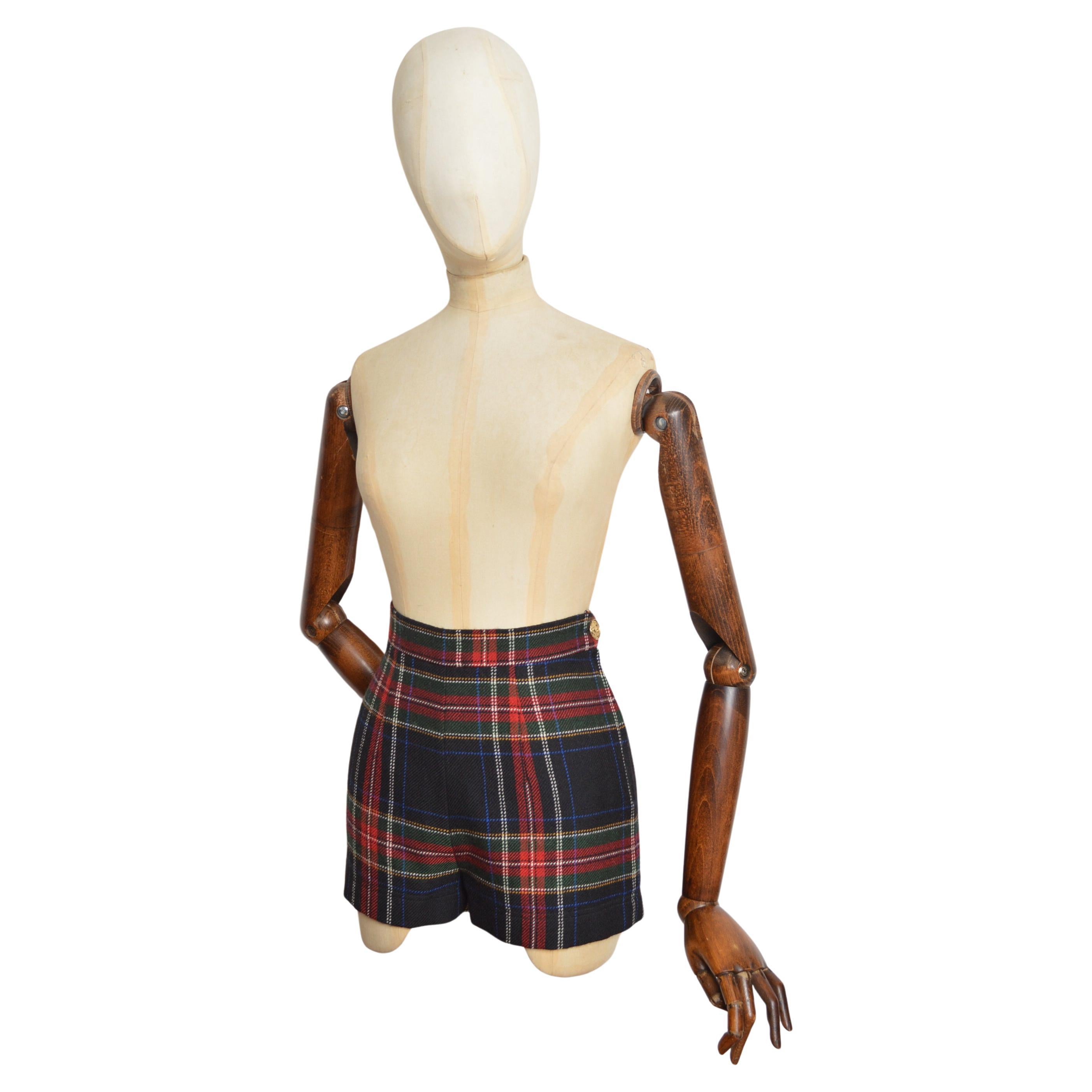 1990’s Moschino Cheap & Chic Tartan Plaid High Waisted Shorts - Hot Pants
