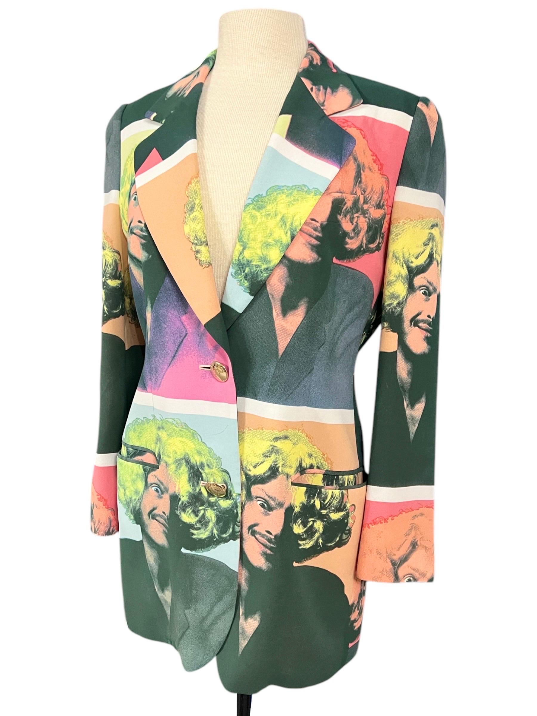 Brown 1990’s Moschino Cheap & Chic Vintage Pop Art Blazer For Sale