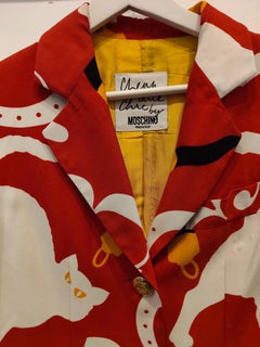 1990 Moschino Cheap & Chic blazer vintage pop art en rayonne taille 40