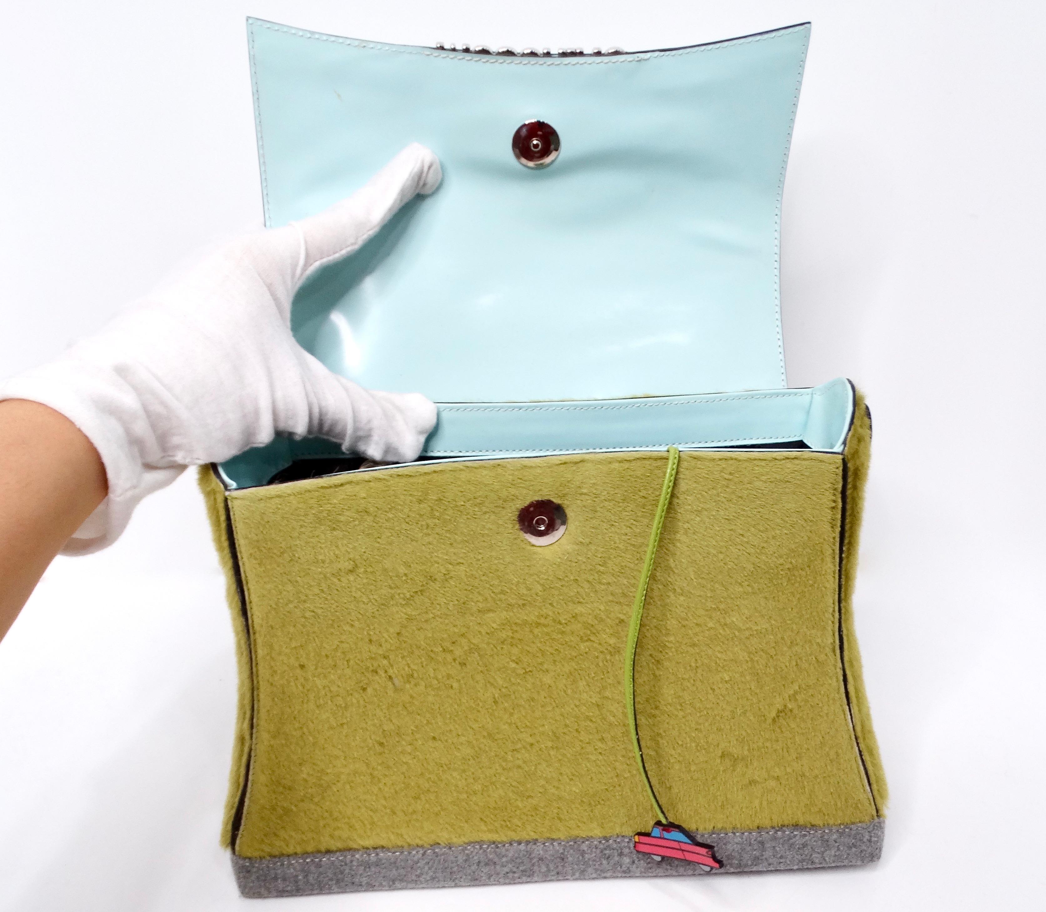 1990s Moschino Cloud Grass Car Novelty Structured Shoulder Bag 3
