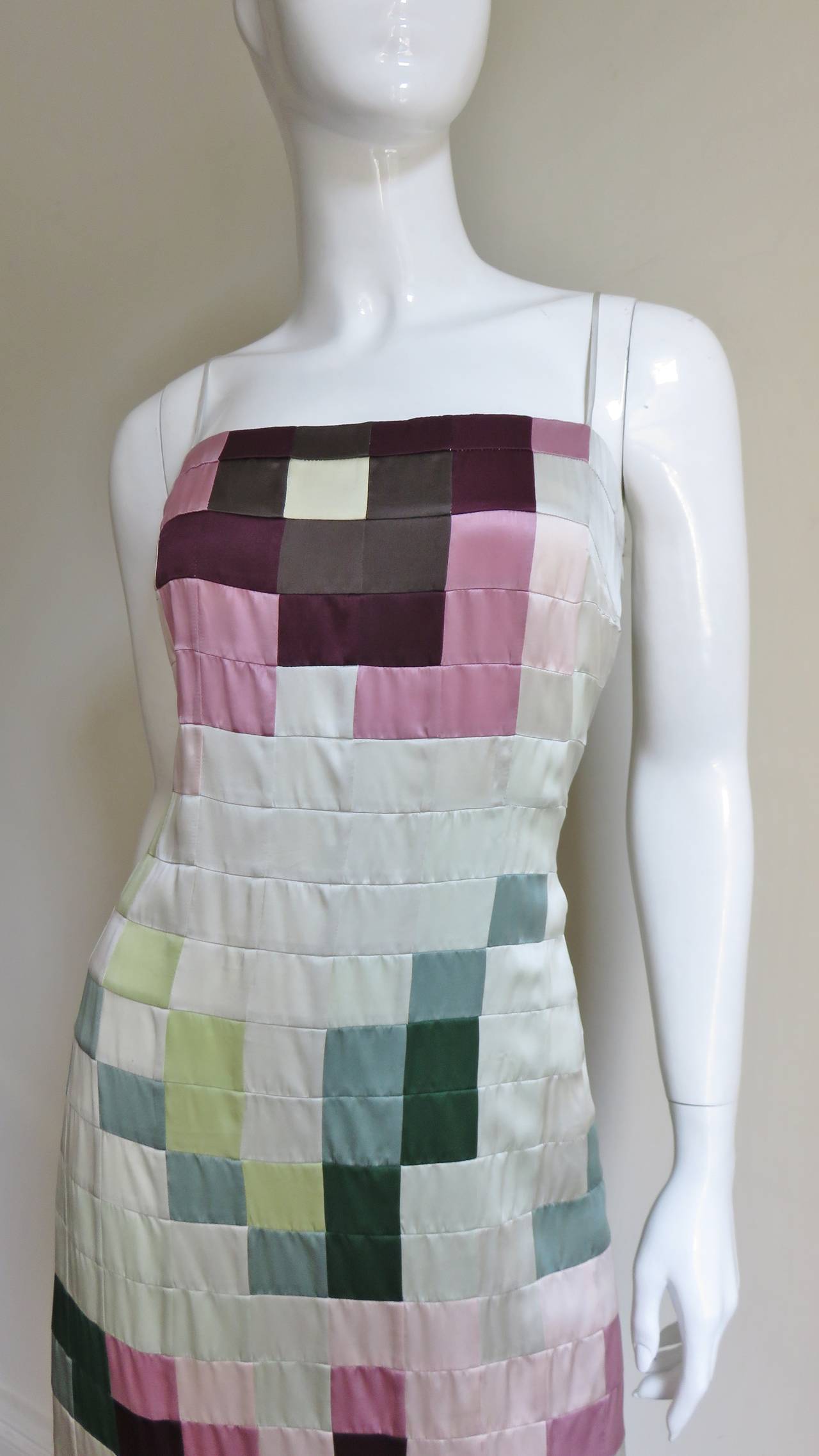  Moschino Color Block Patchwork Maxi Dress In Good Condition In Water Mill, NY