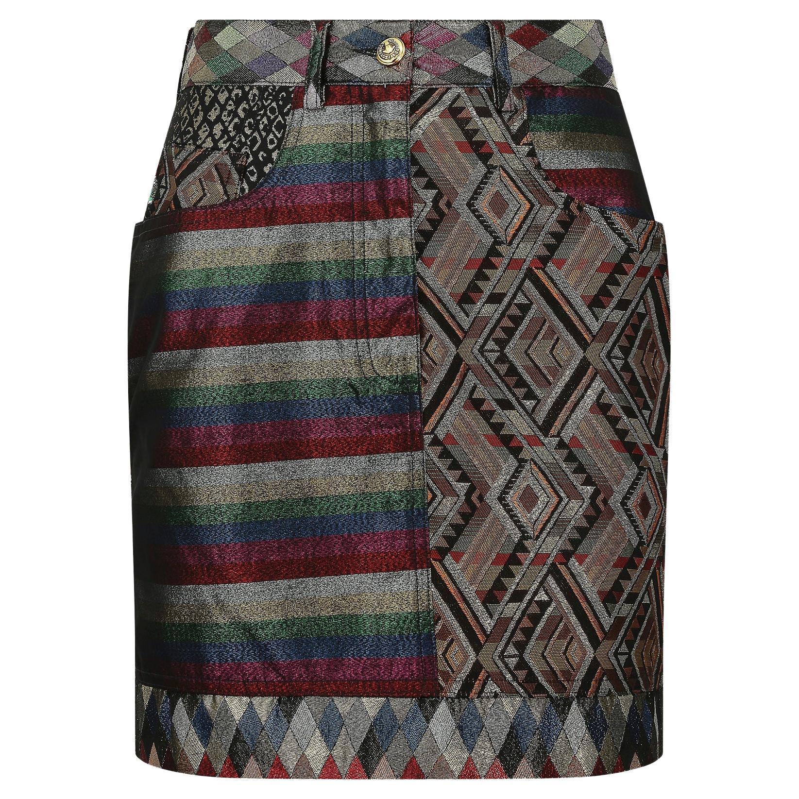 Minigonna patchwork colorata Moschino anni 
90 in vendita