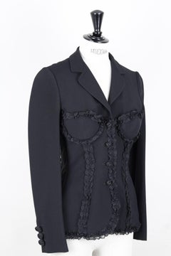1990s MOSCHINO COUTURE! Black Corset Style Lace-Up Back Blazer Jacket
