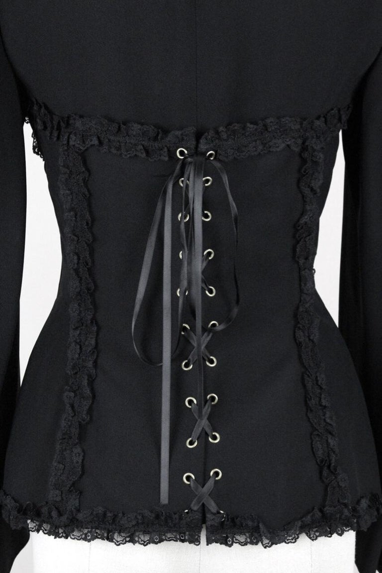 1990s MOSCHINO COUTURE! Black Corset Style Lace-Up Back Blazer Jacket ...