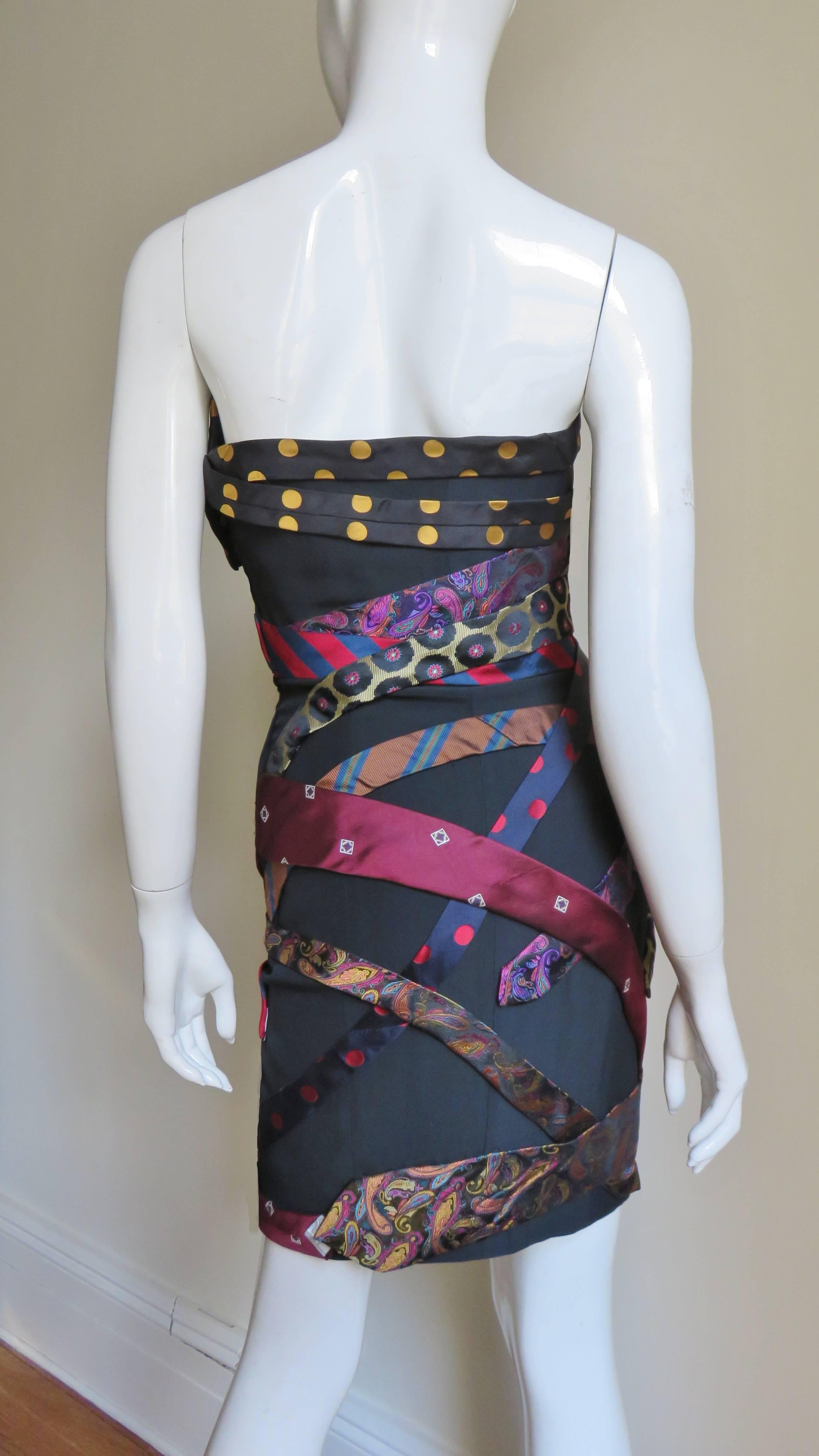  Moschino Couture Neckties Silk Bustier Dress 5