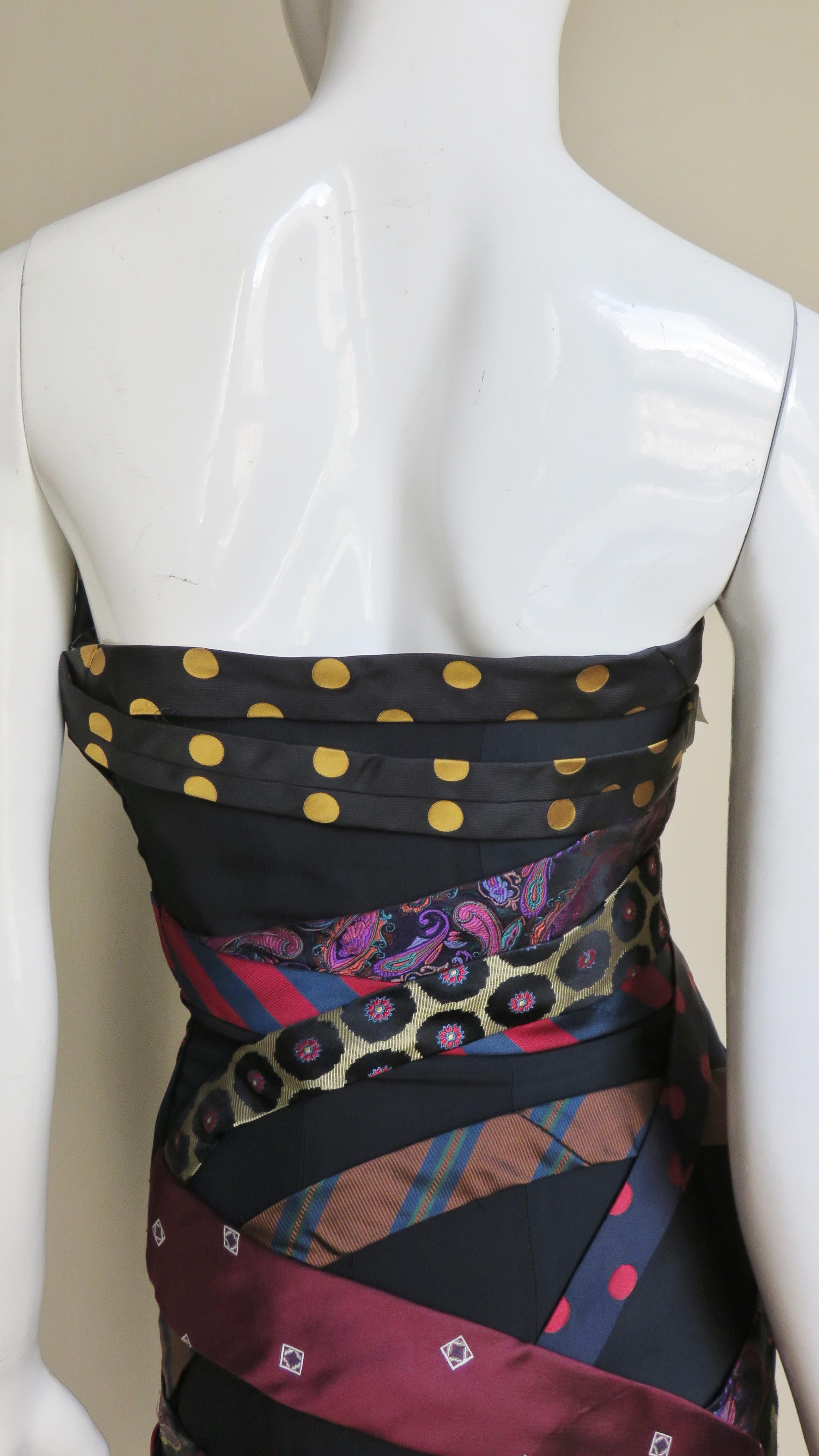  Moschino Couture Neckties Silk Bustier Dress 6