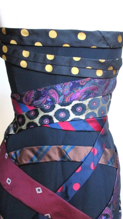  Moschino Couture Neckties Silk Bustier Dress 7
