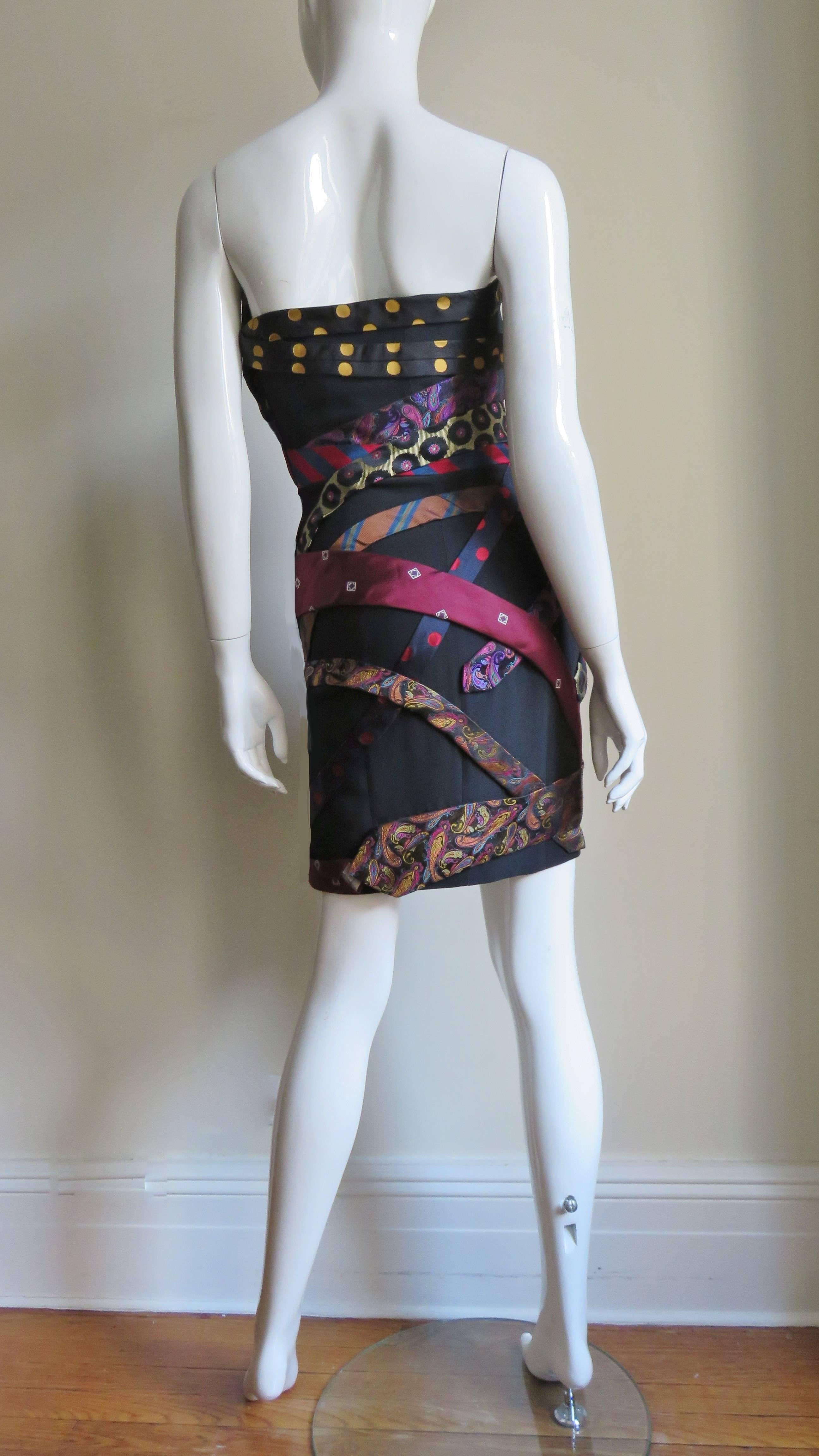  Moschino Couture Neckties Silk Bustier Dress 8
