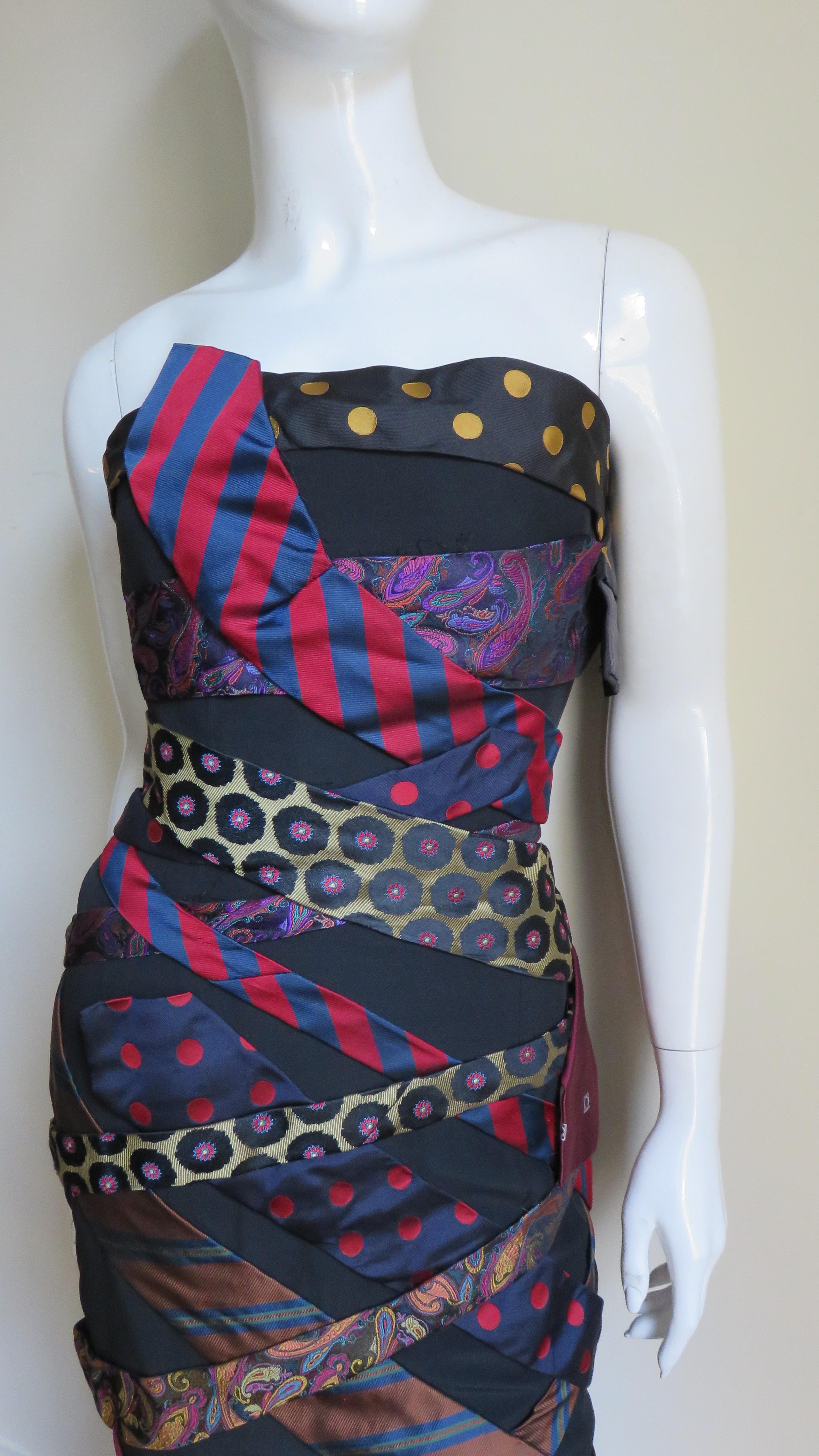  Moschino Couture Neckties Silk Bustier Dress In Good Condition In Water Mill, NY