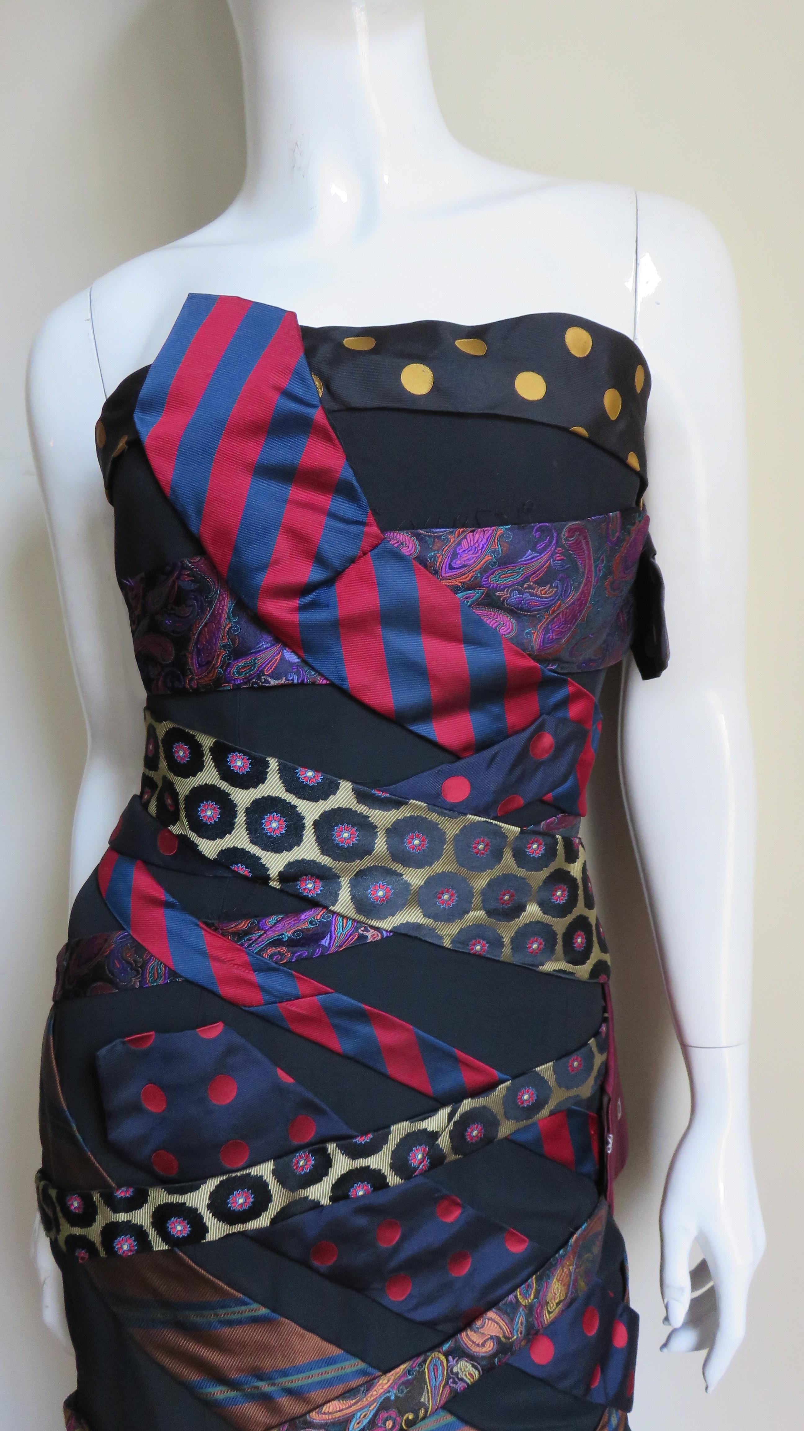 Women's  Moschino Couture Neckties Silk Bustier Dress