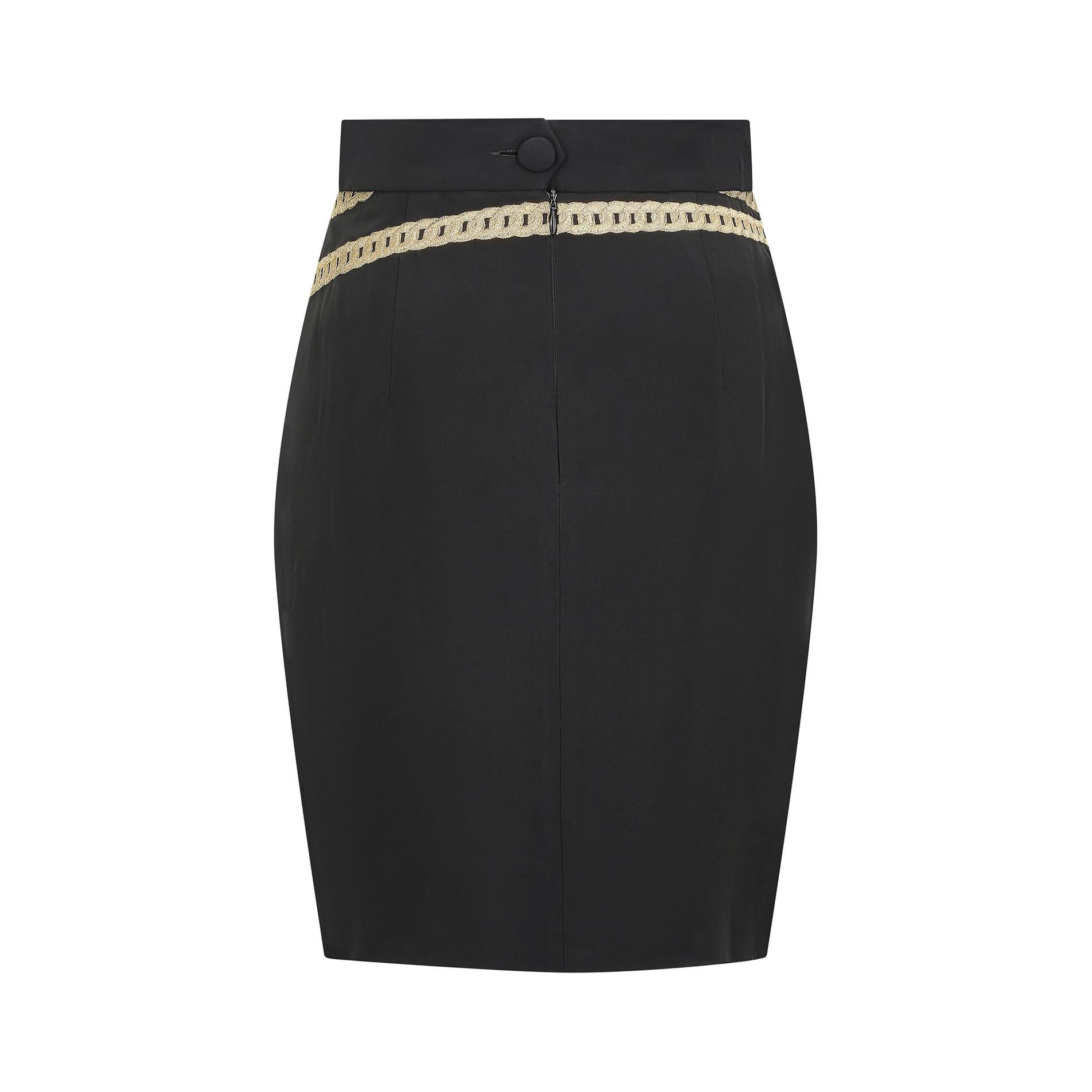 Black 1990s Moschino Couture Novelty Belt Skirt For Sale
