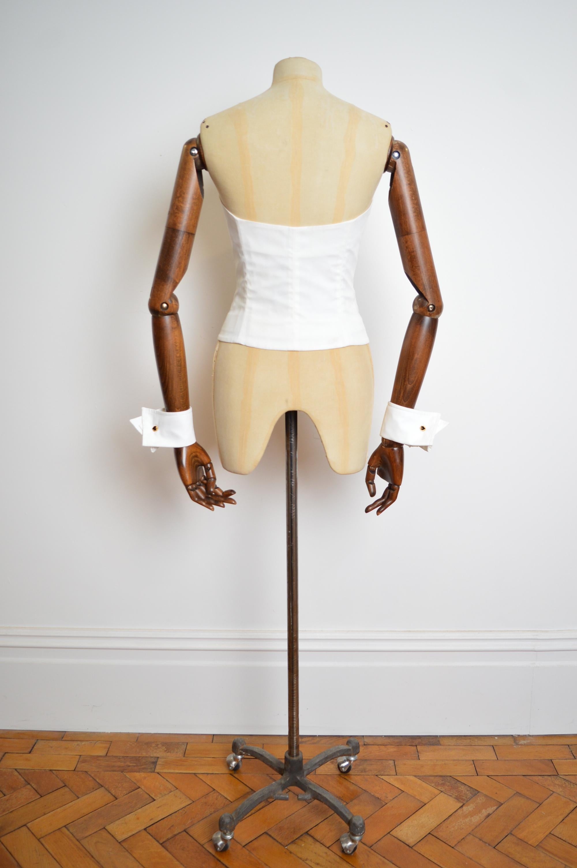 1990's Moschino Couture Play boy Bunny Novelty Tuxedo Corset Bustier & Cuffs Set 8