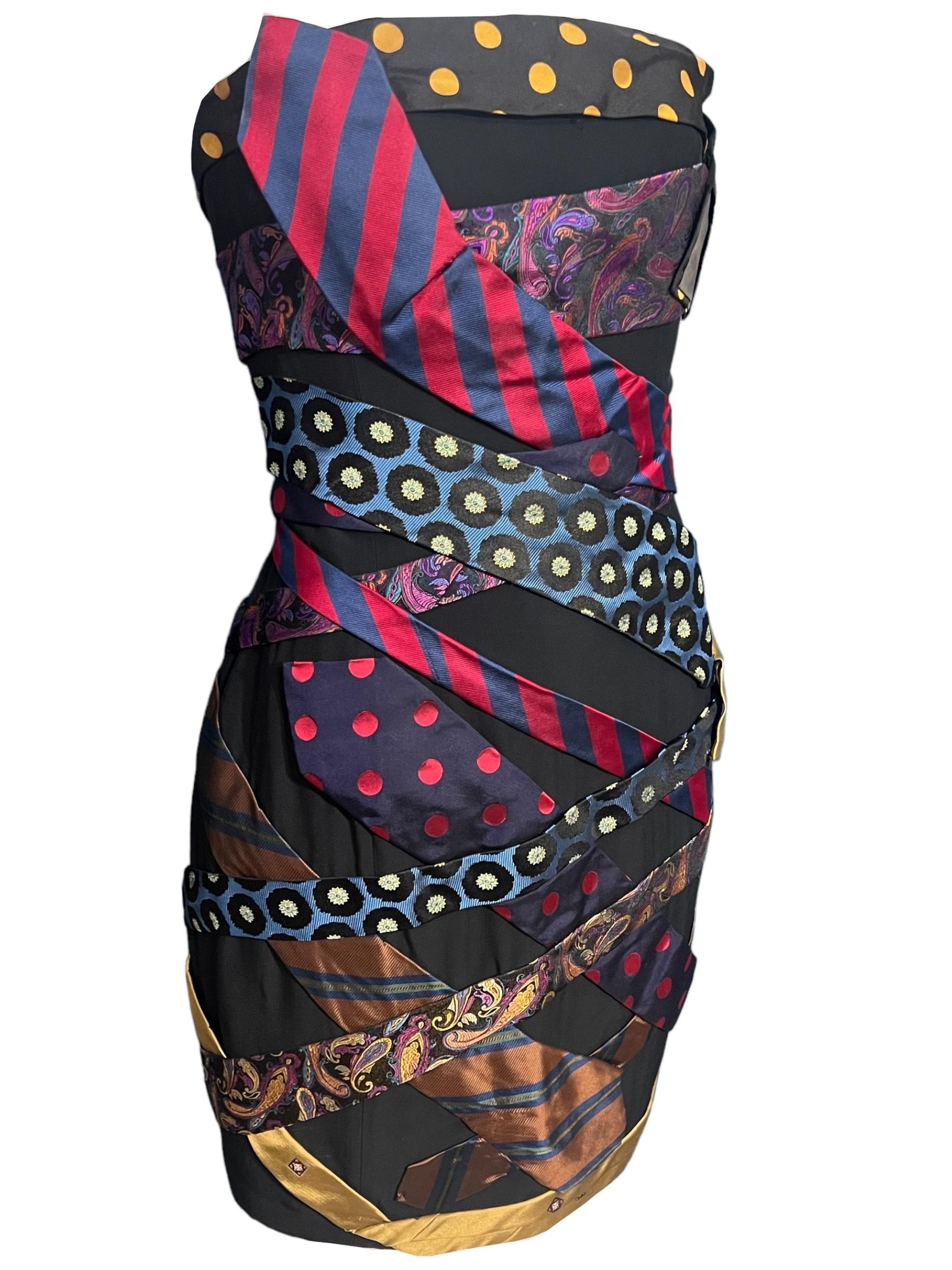 Women's 1990's Moschino Couture Strapless Neckties Bustier Mini Dress For Sale