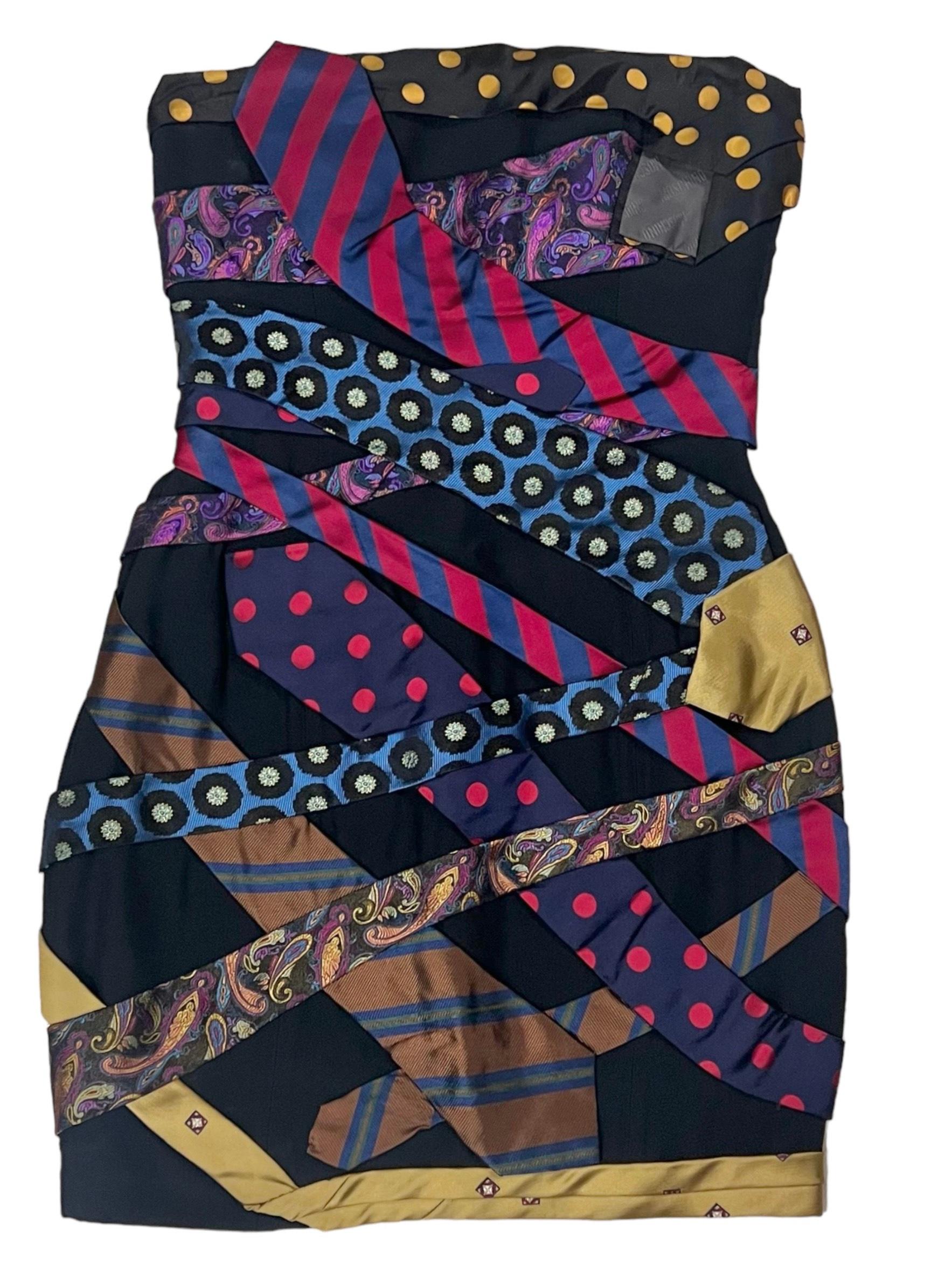 1990er Moschino Couture Trägerloses Bustier-Minikleid mit Rundhalsausschnitt Damen im Angebot