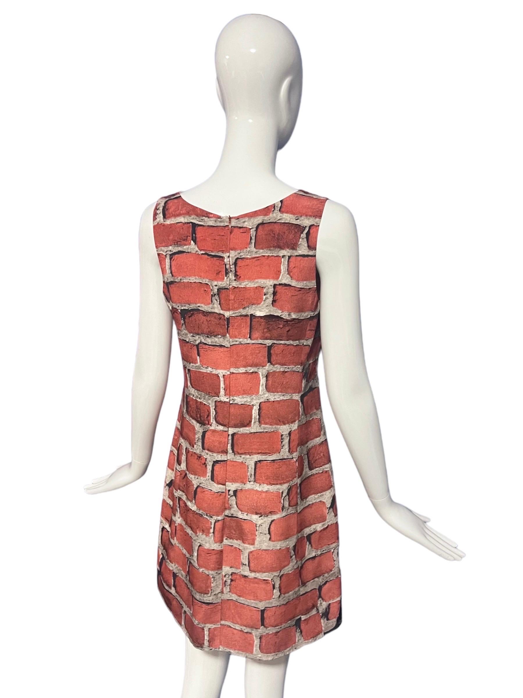 1990’s Moschino Couture Vintage Brick Printed Dress For Sale 6