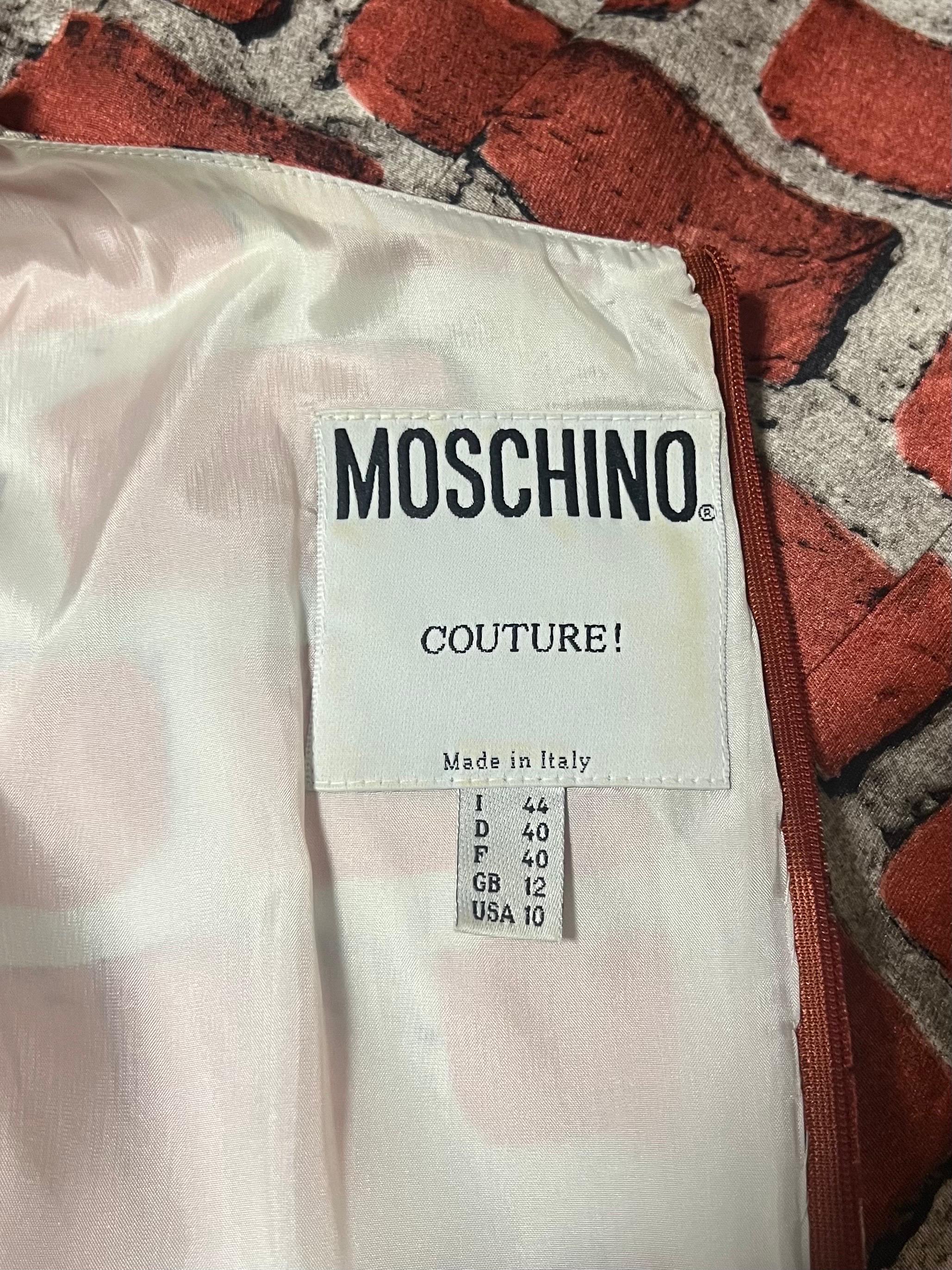 1990’s Moschino Couture Vintage Brick Printed Dress For Sale 7