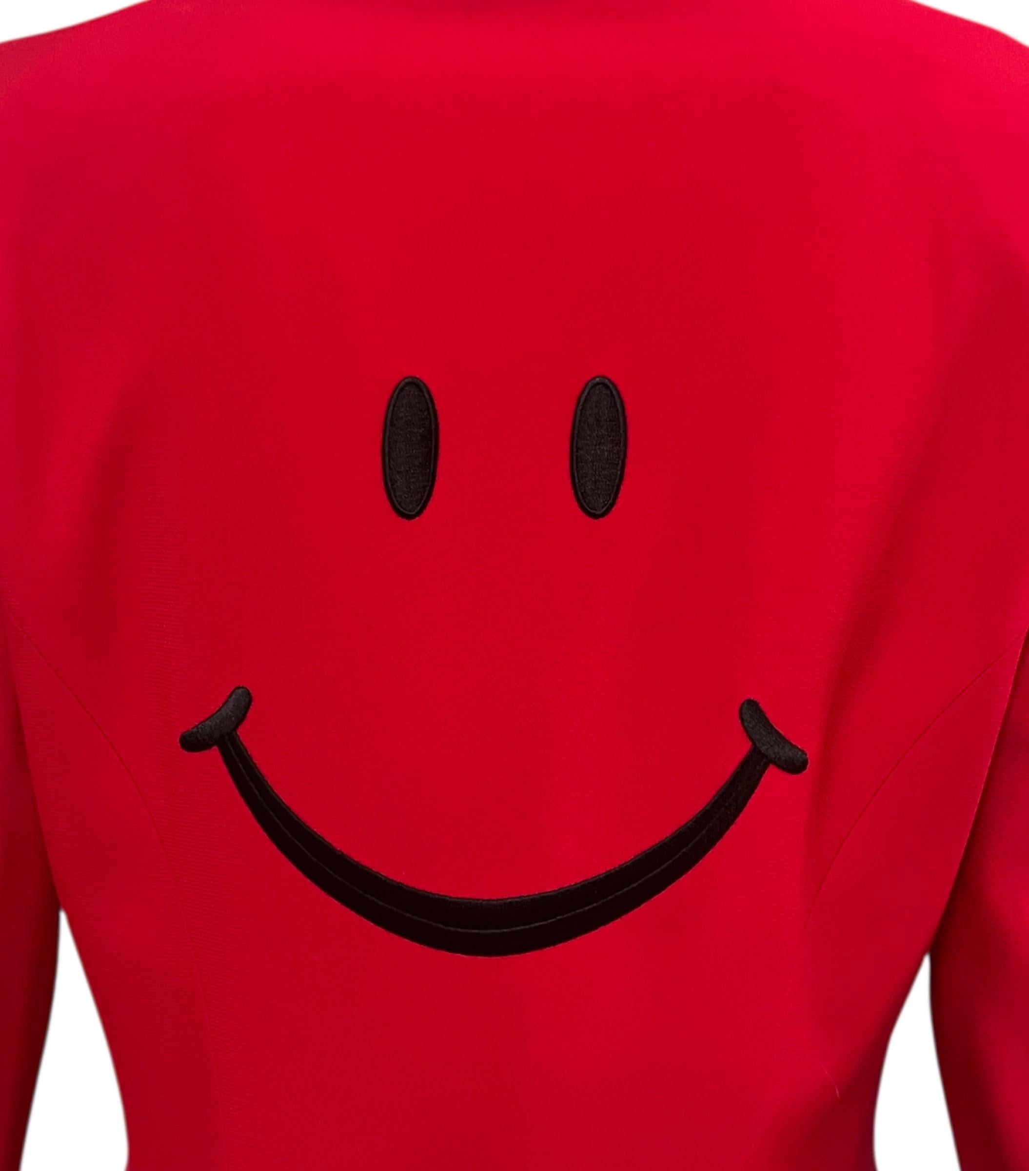 Donna Abito Moschino Couture vintage anni '90 con gonna rossa e smile in vendita