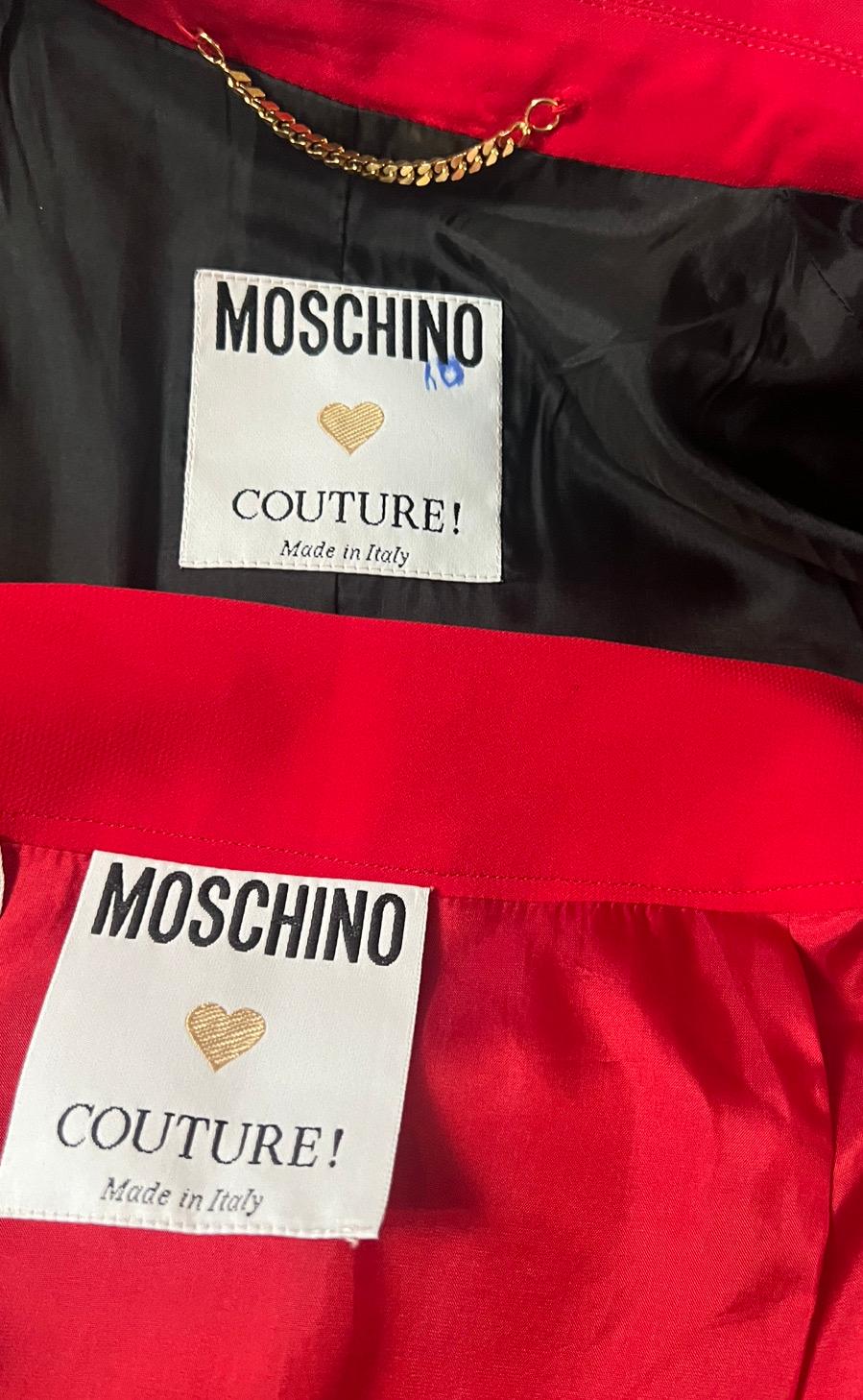 Abito Moschino Couture vintage anni '90 con gonna rossa e smile in vendita 2