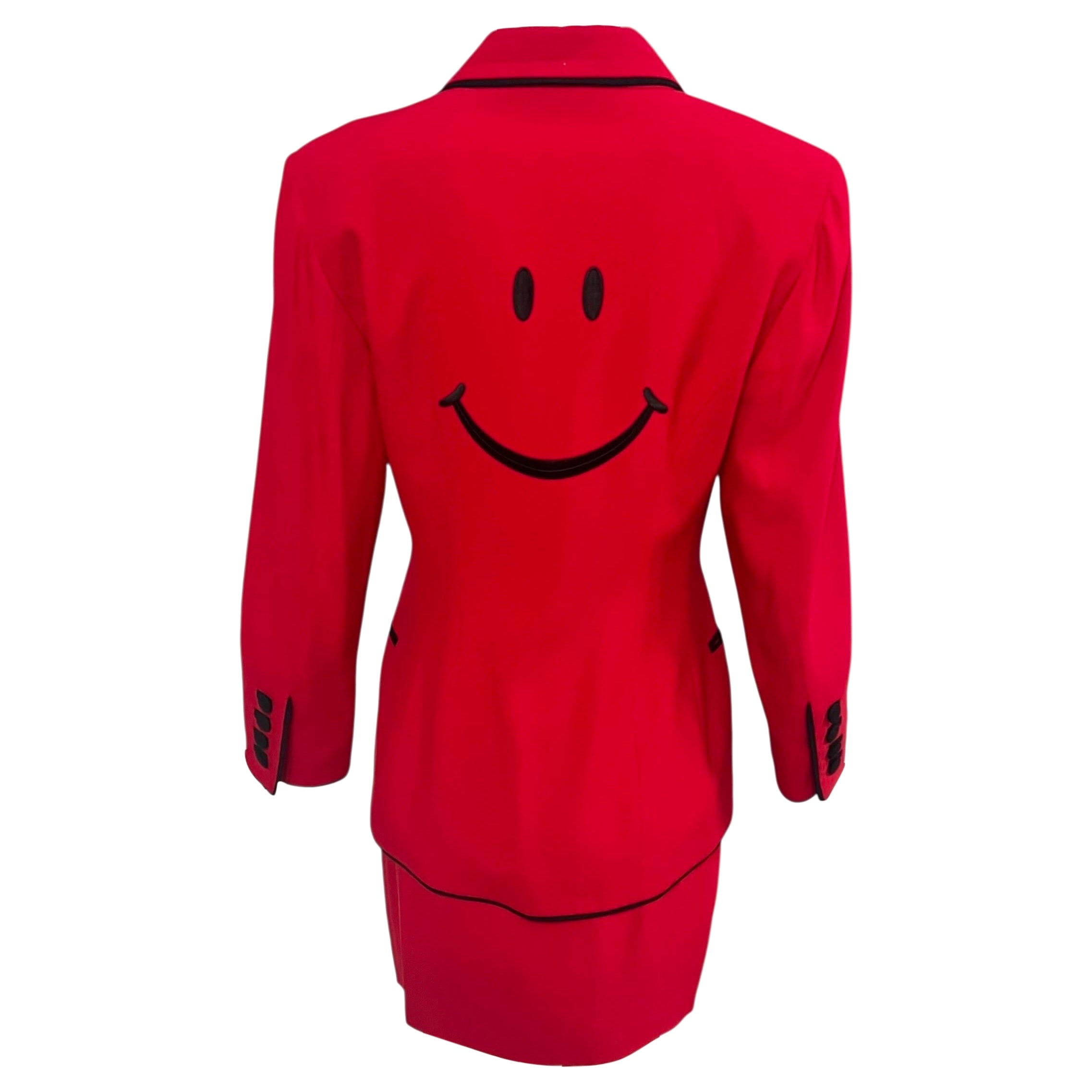 Abito Moschino Couture vintage anni '90 con gonna rossa e smile in vendita