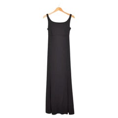 Retro 1990's Moschino Cruise Me Baby Backless All Black full length Cocktail Dress