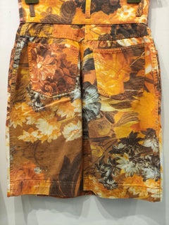 Moschino 1990s Vintage Denim Floral Skirt Suit Size 44 for Women