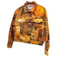 Moschino 1990s Vintage Denim Floral Skirt Suit Size 44 for Women