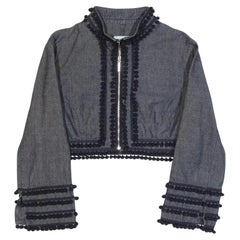 Vintage 1990s Moschino Denim Pom Pom Bolero Cropped Jacket