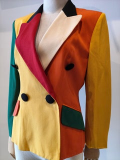 1990s Moschino Vintage Unisex Multicolored Double Breasted Jacket 44