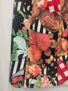 Moschino 1990s Vintage FashOn FashOff Multicoloured Cotton Skirt 44