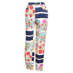 1990's Moschino Floral Print High Waisted Colourful Pattern Trousers - Pants