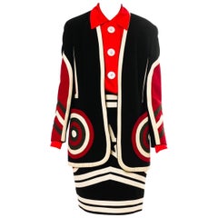 1990S MOSCHINO For Bergdorf Goodman Silk & Wool Skirt Suit