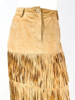 1990s Moschino Fringe Suede Skrit