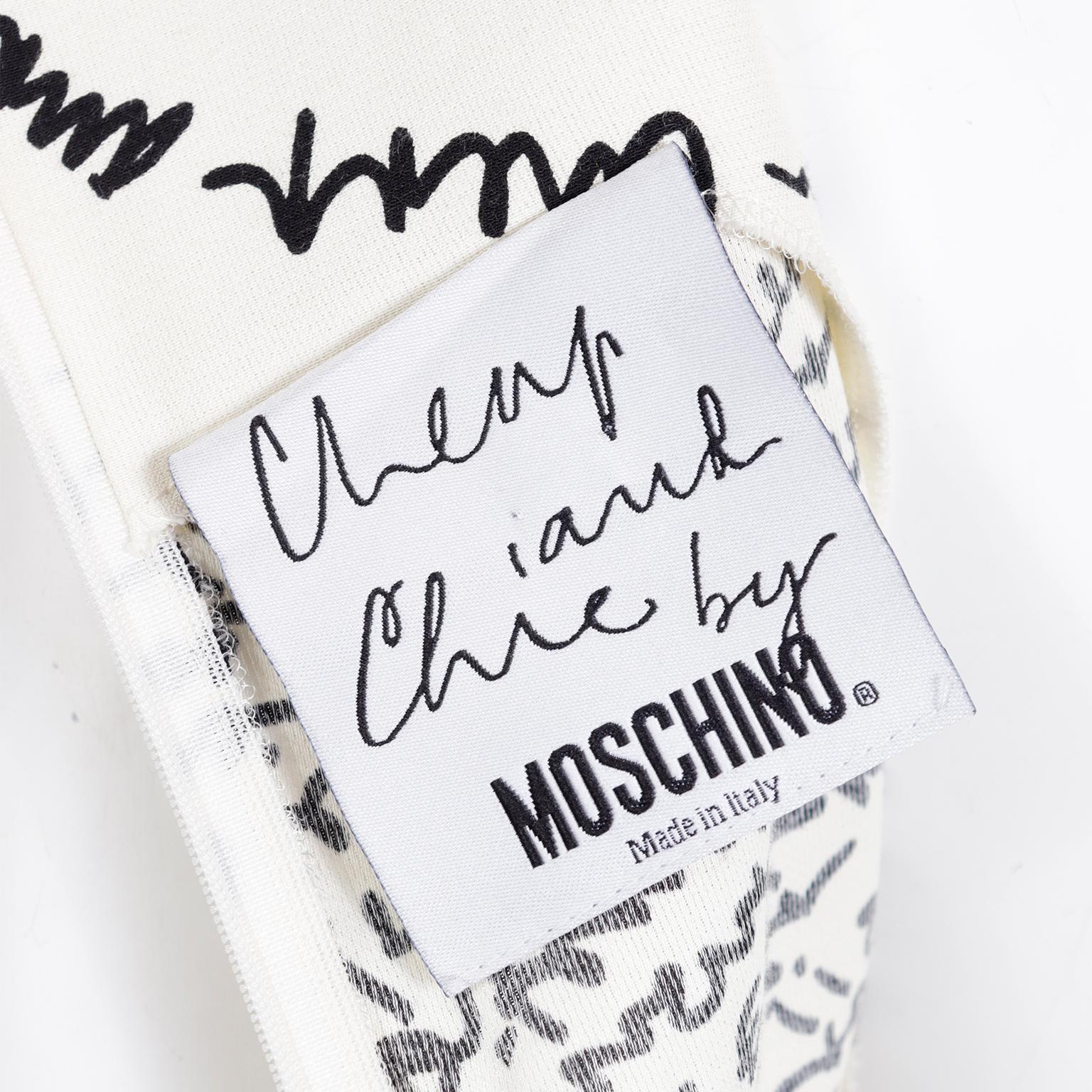 1990's Moschino Ivory Vintage Dress With Words of Advice in Black Handwriting 7