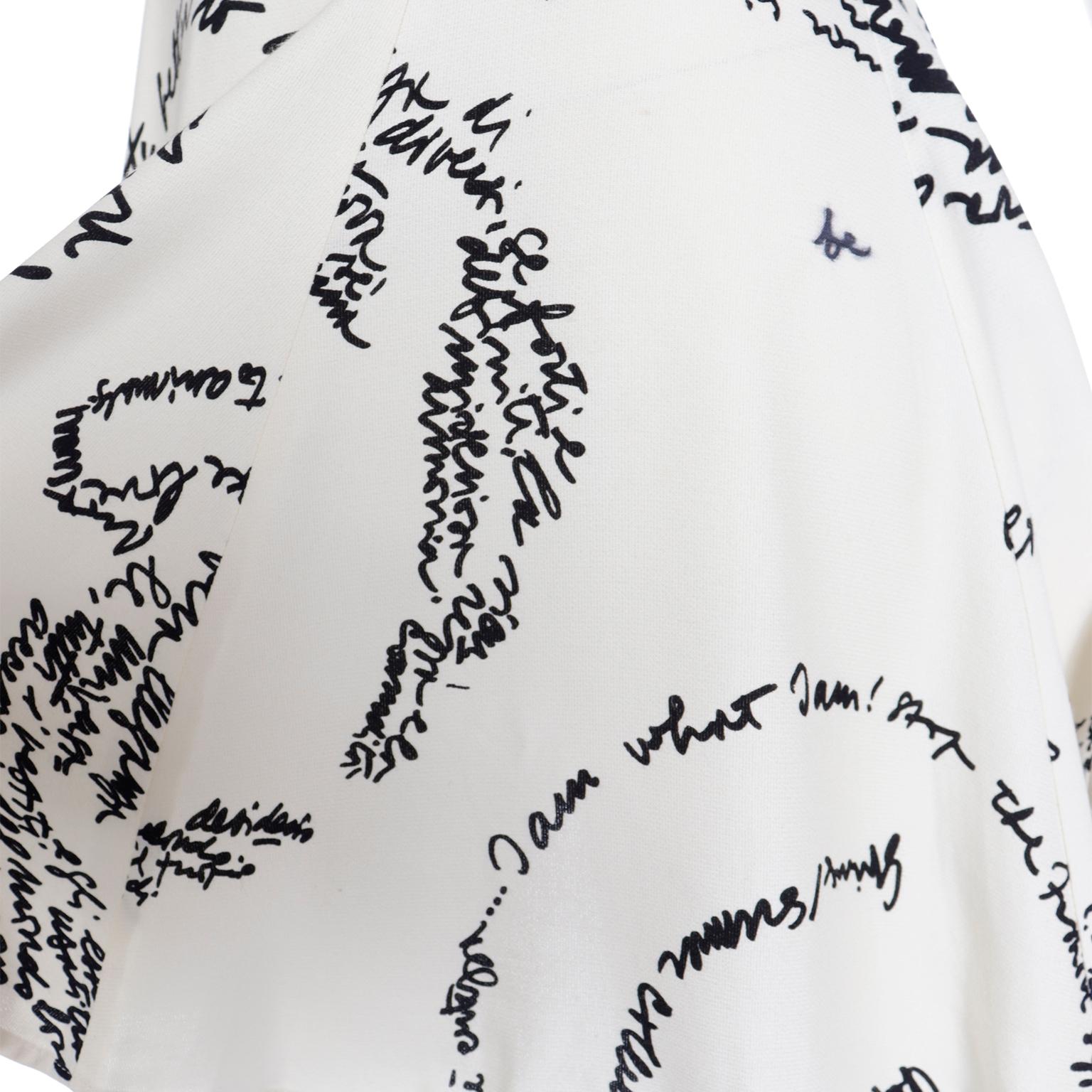 1990's Moschino Ivory Vintage Dress With Words of Advice in Black Handwriting 3