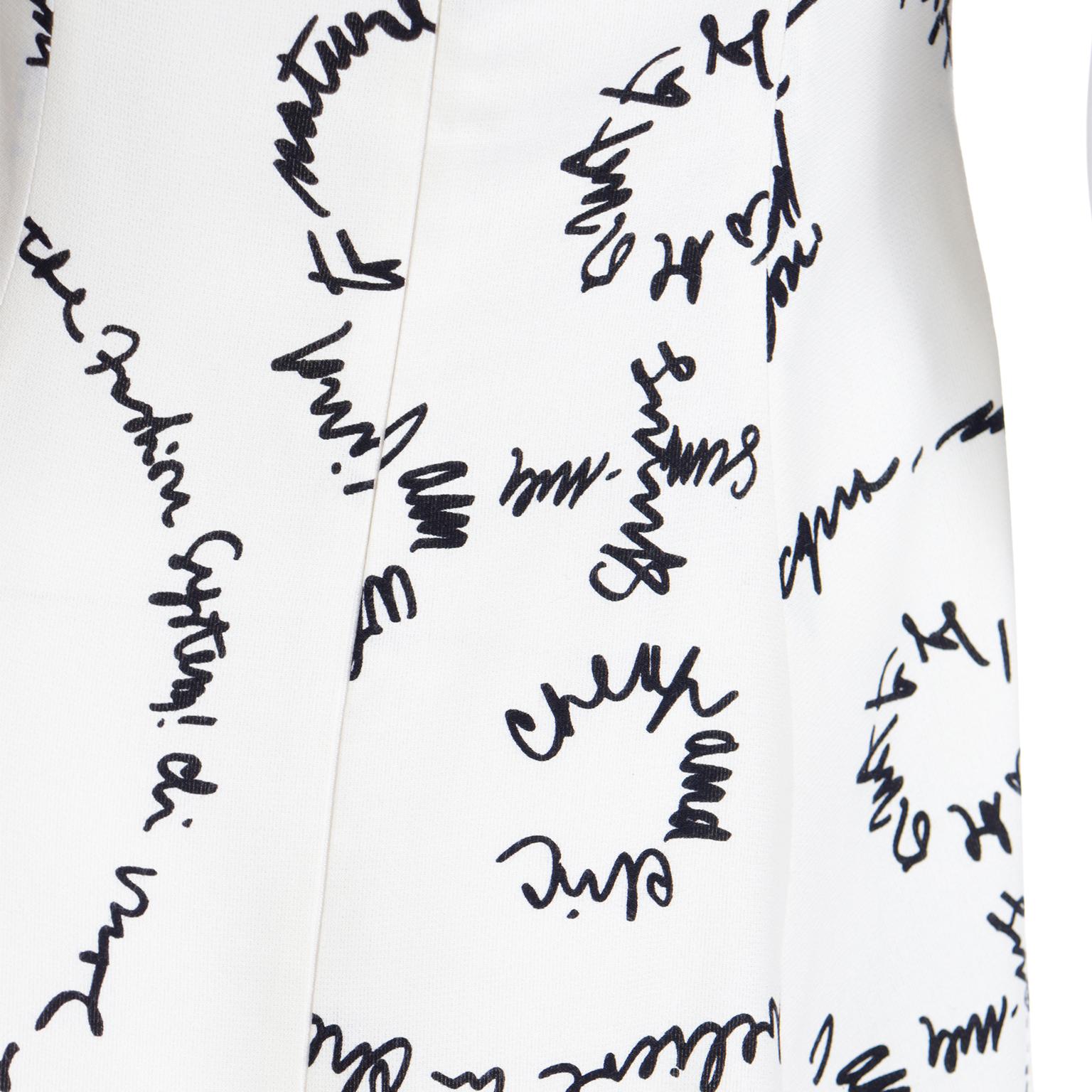 1990's Moschino Ivory Vintage Dress With Words of Advice in Black Handwriting 5