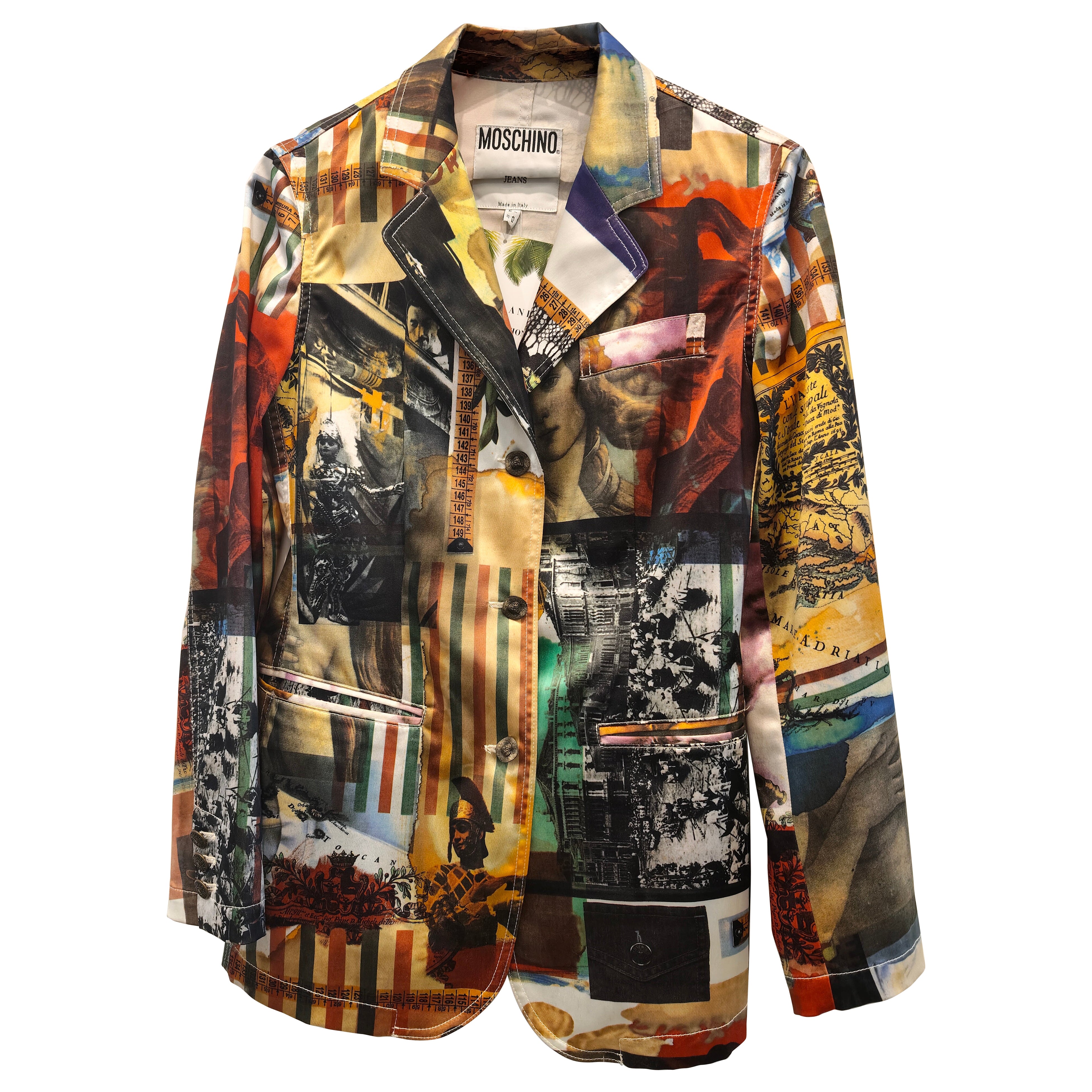 1990s Moschino jeans "Birth of Venus" rayon blazer size 44