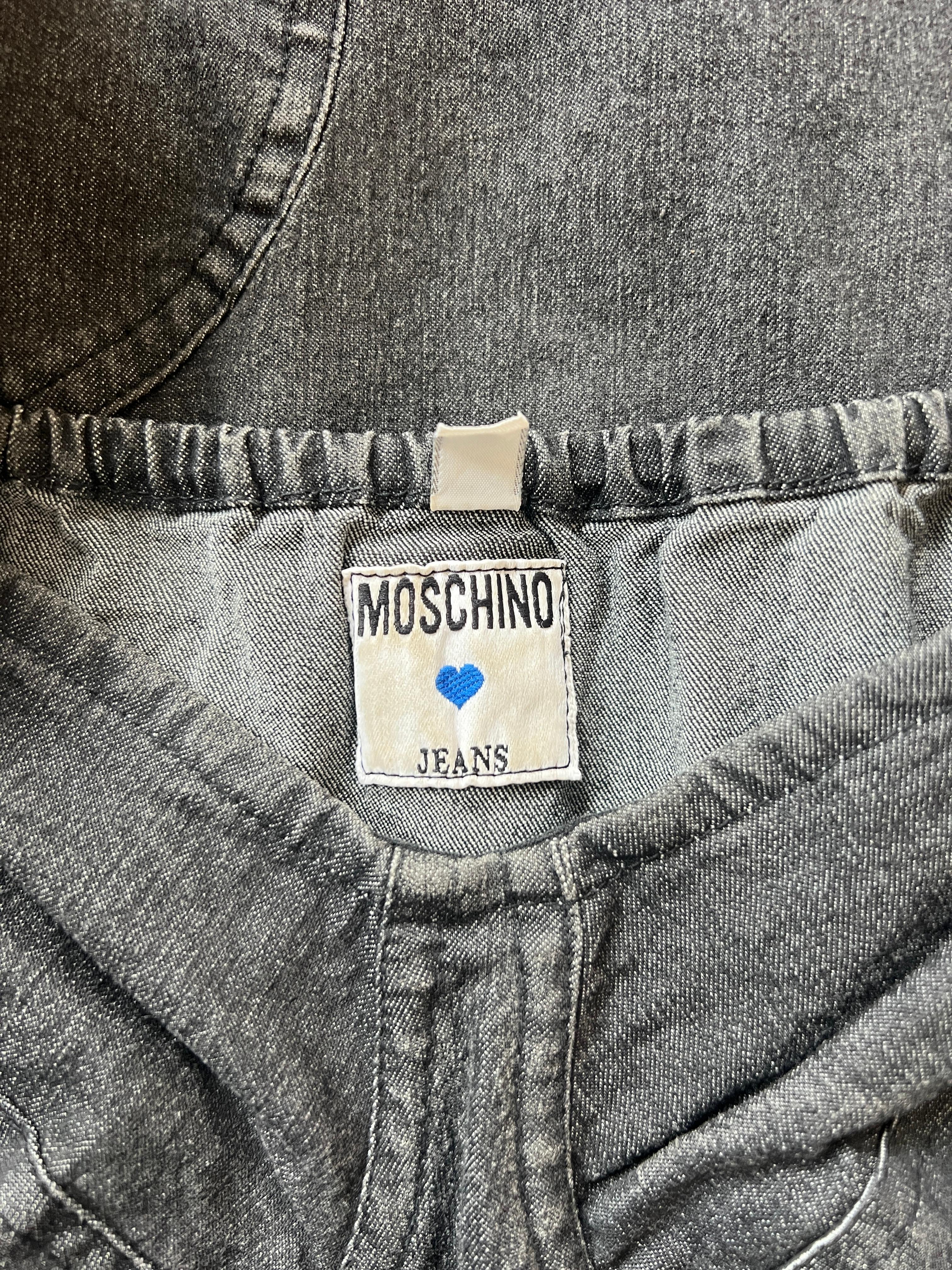 1990s Moschino Jeans Black Stone Wash Denim Stretch Dress For Sale 1