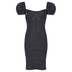 1990s Moschino Jeans Black Stone Wash Denim Stretch Dress