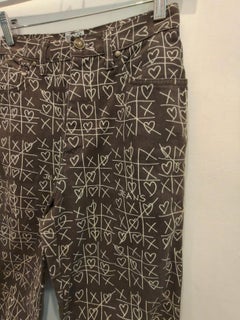 1990s Moschino Jeans brown and white tetris pants size 28 denim