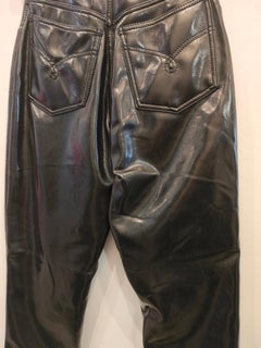 1990s Moschino Jeans faux black patent leather pants size 40