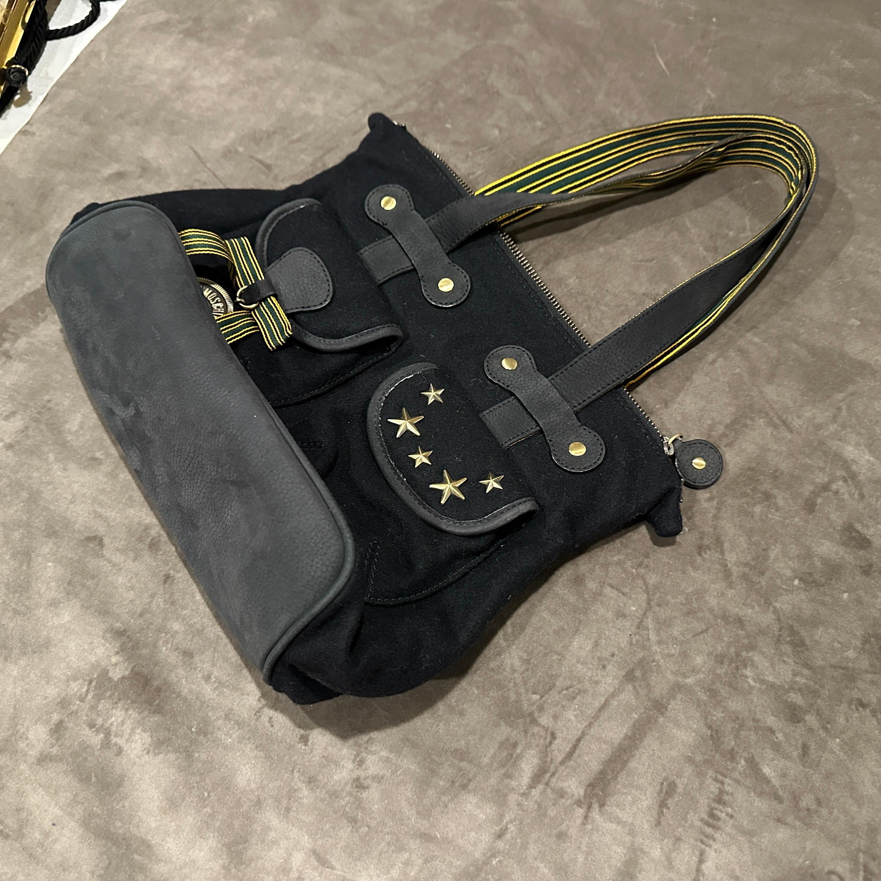 Black 1990s Moschino Jeans Top Hande Bag by Franco Moschino For Sale