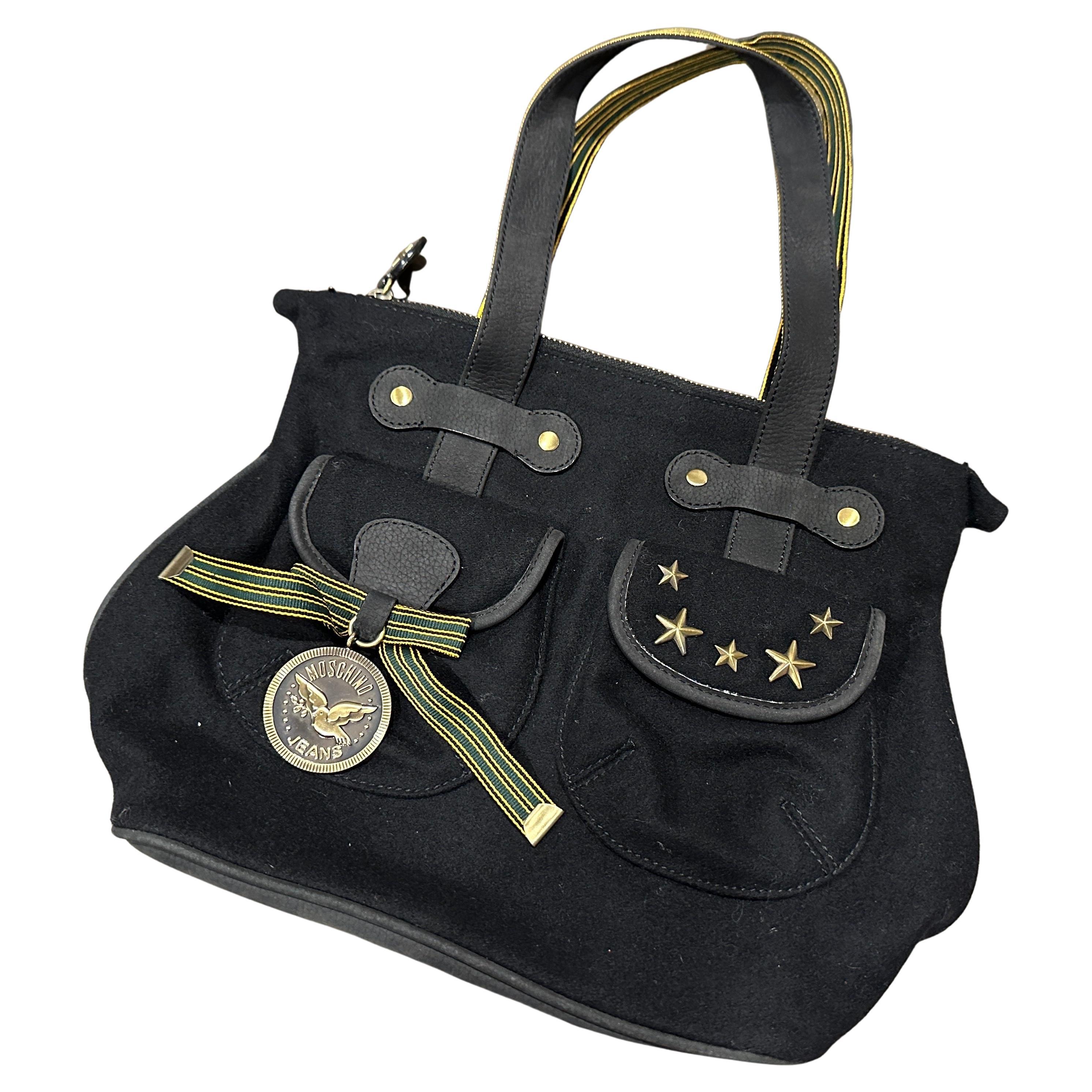 1990s Moschino Jeans Top Hande Bag by Franco Moschino For Sale
