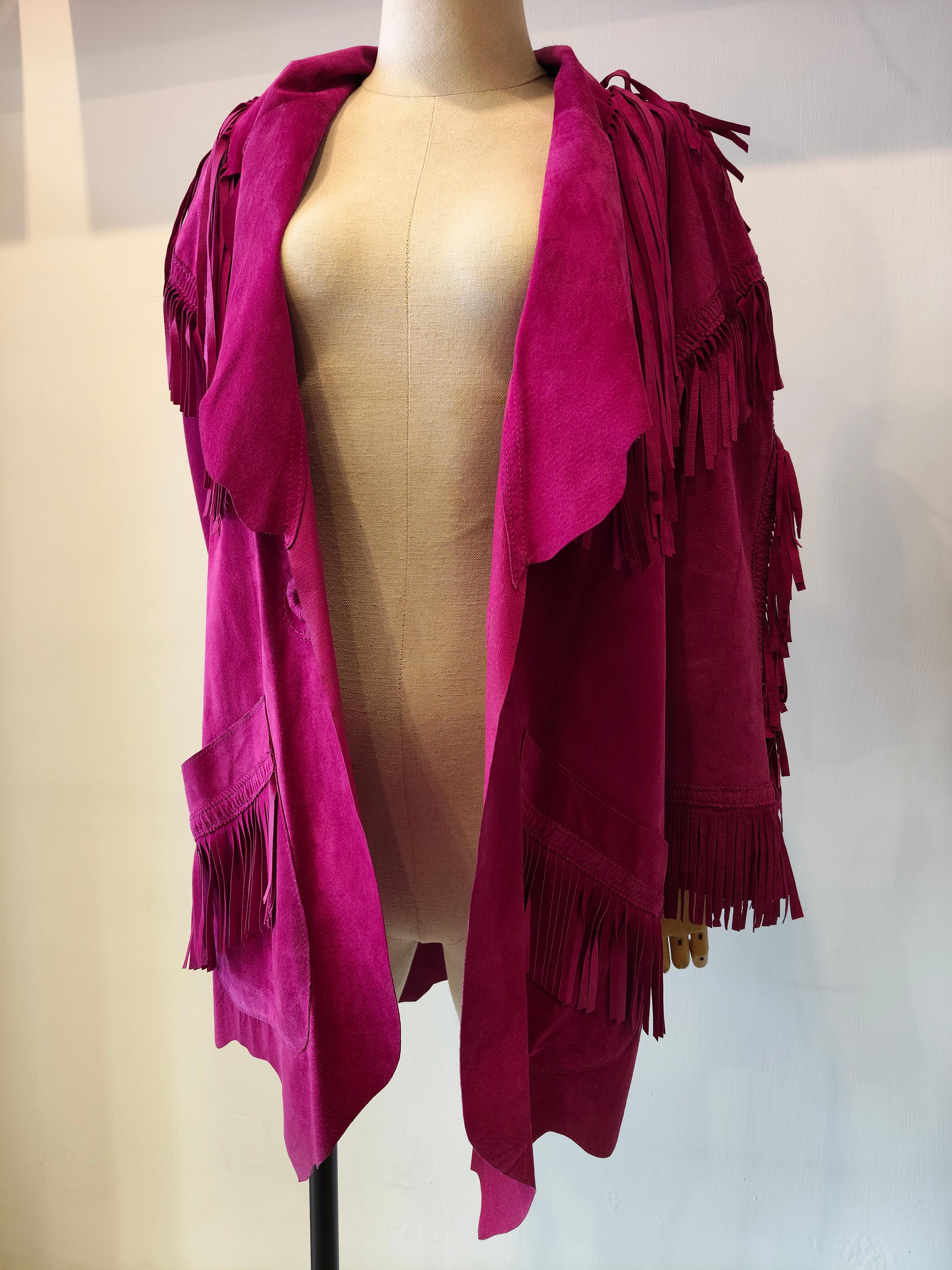 1990 Moschino Veste en cuir à franges en vente 5