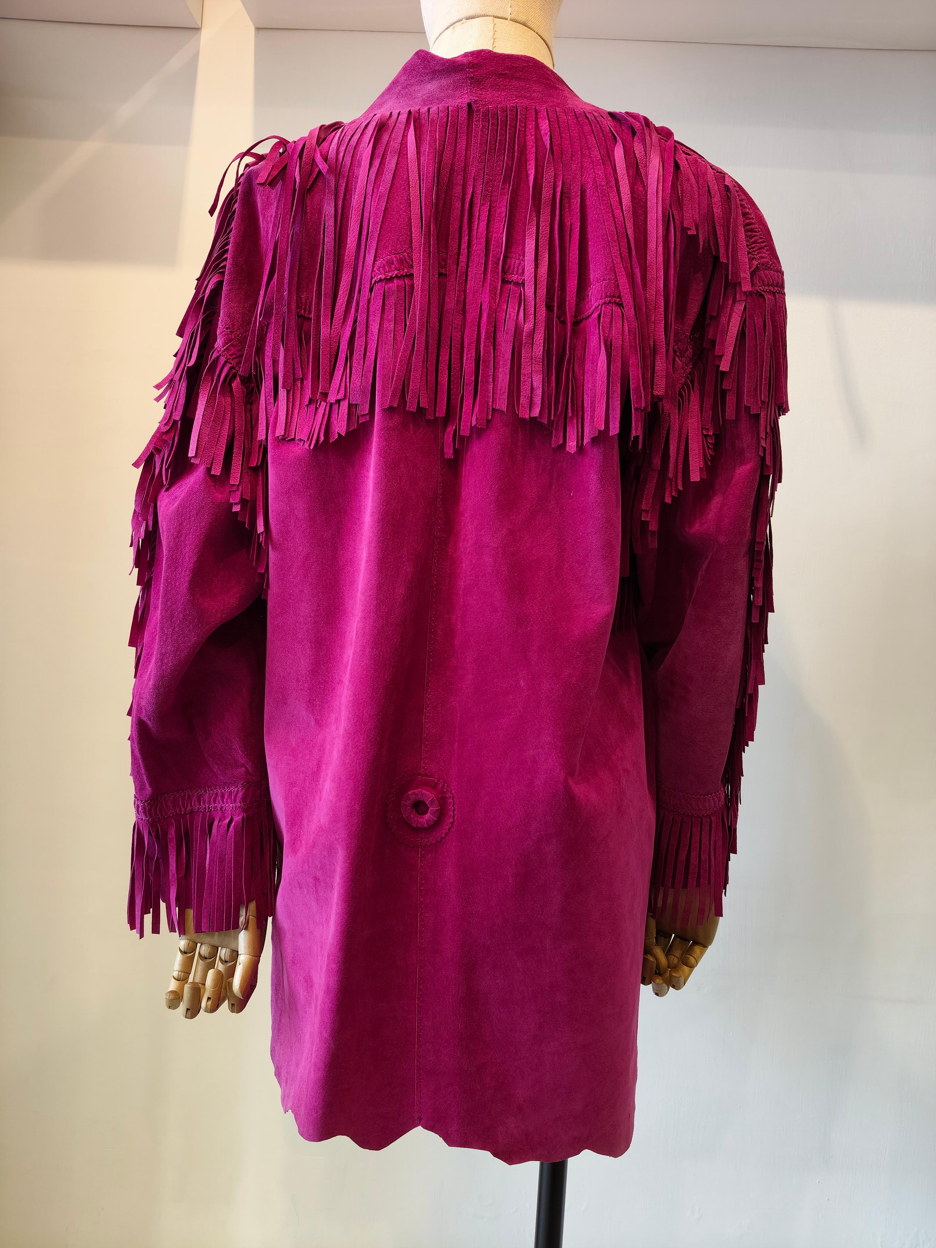 1990 Moschino Veste en cuir à franges Excellent état - En vente à Capri, IT