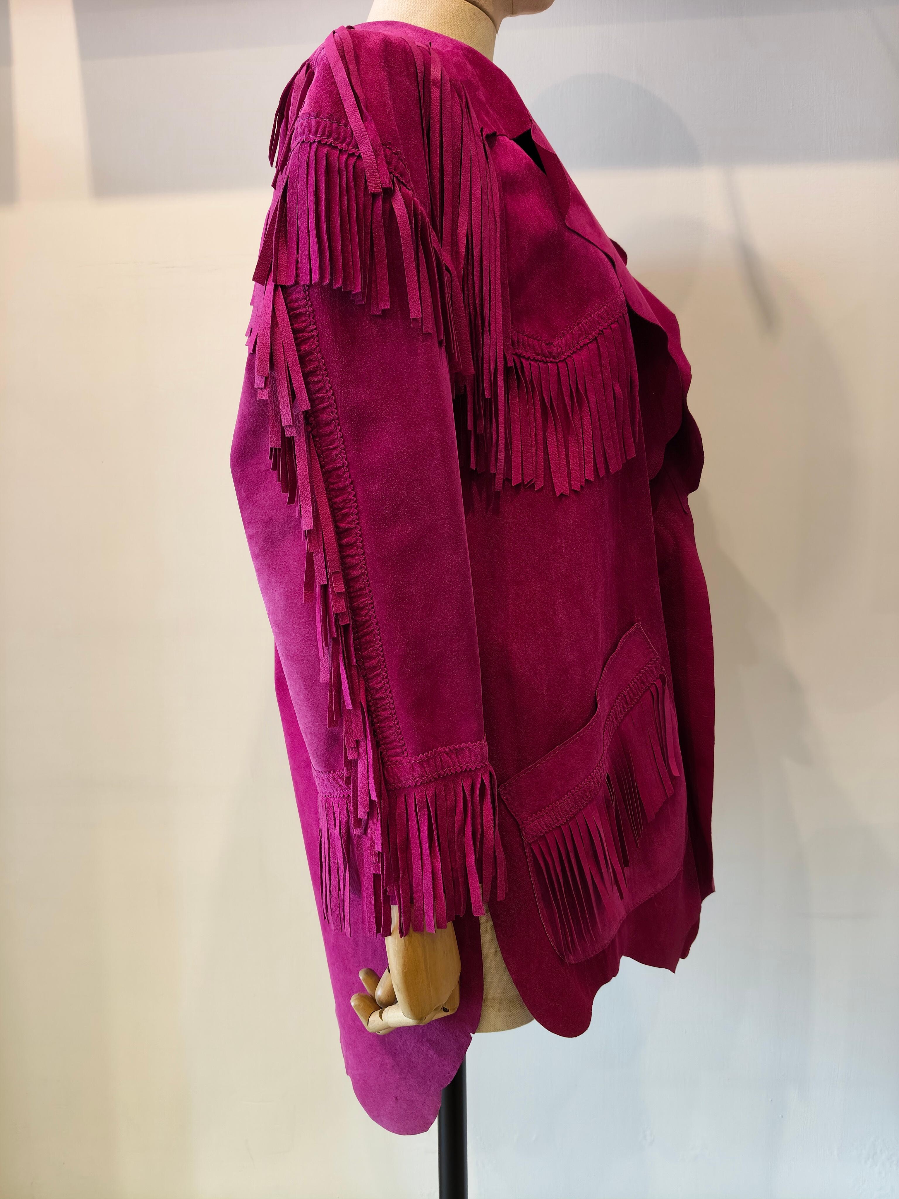 1990 Moschino Veste en cuir à franges en vente 2