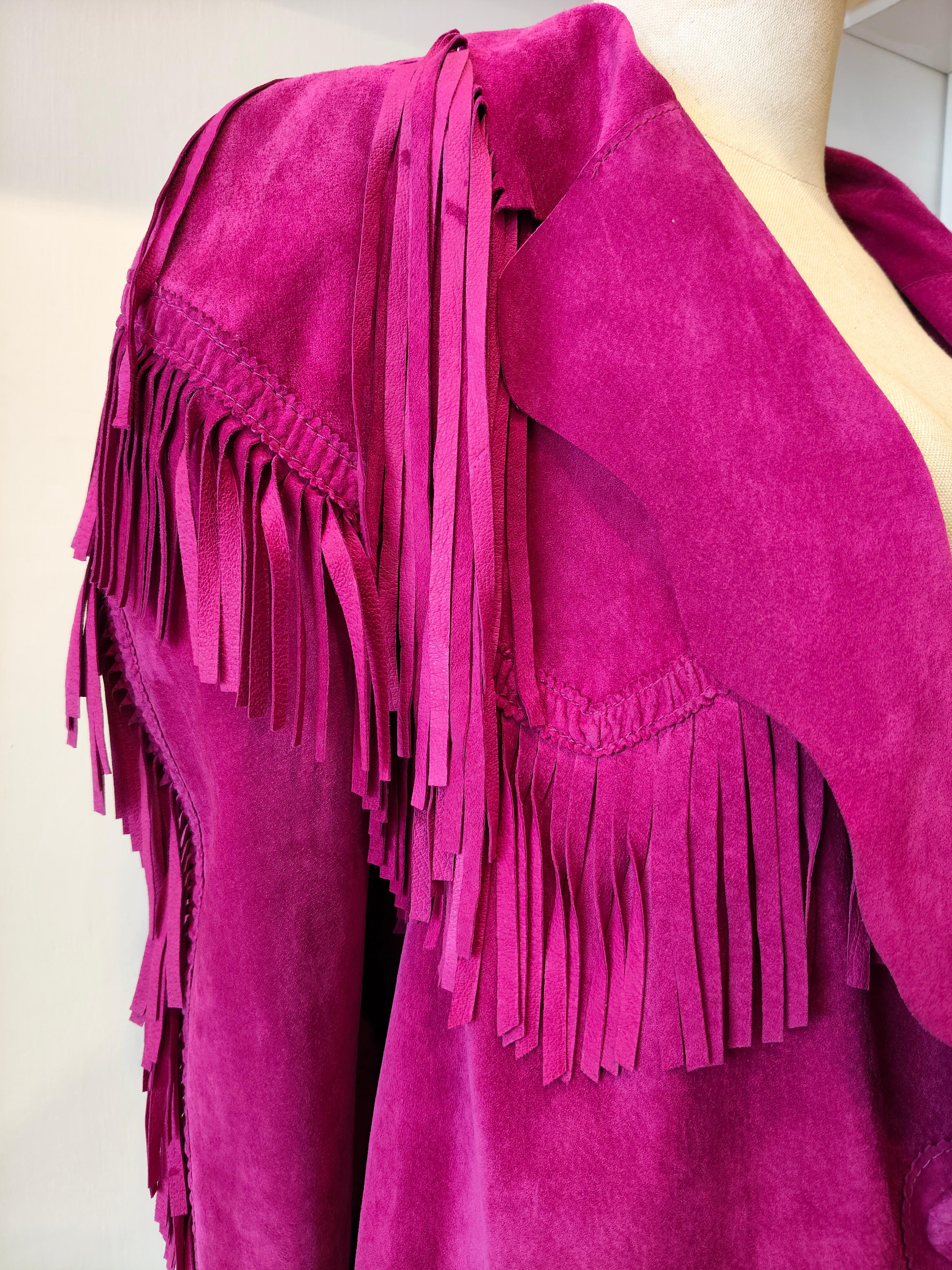 1990 Moschino Veste en cuir à franges en vente 4