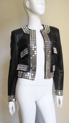 Moschino Leather Jacket with Mirror Trim 1990s