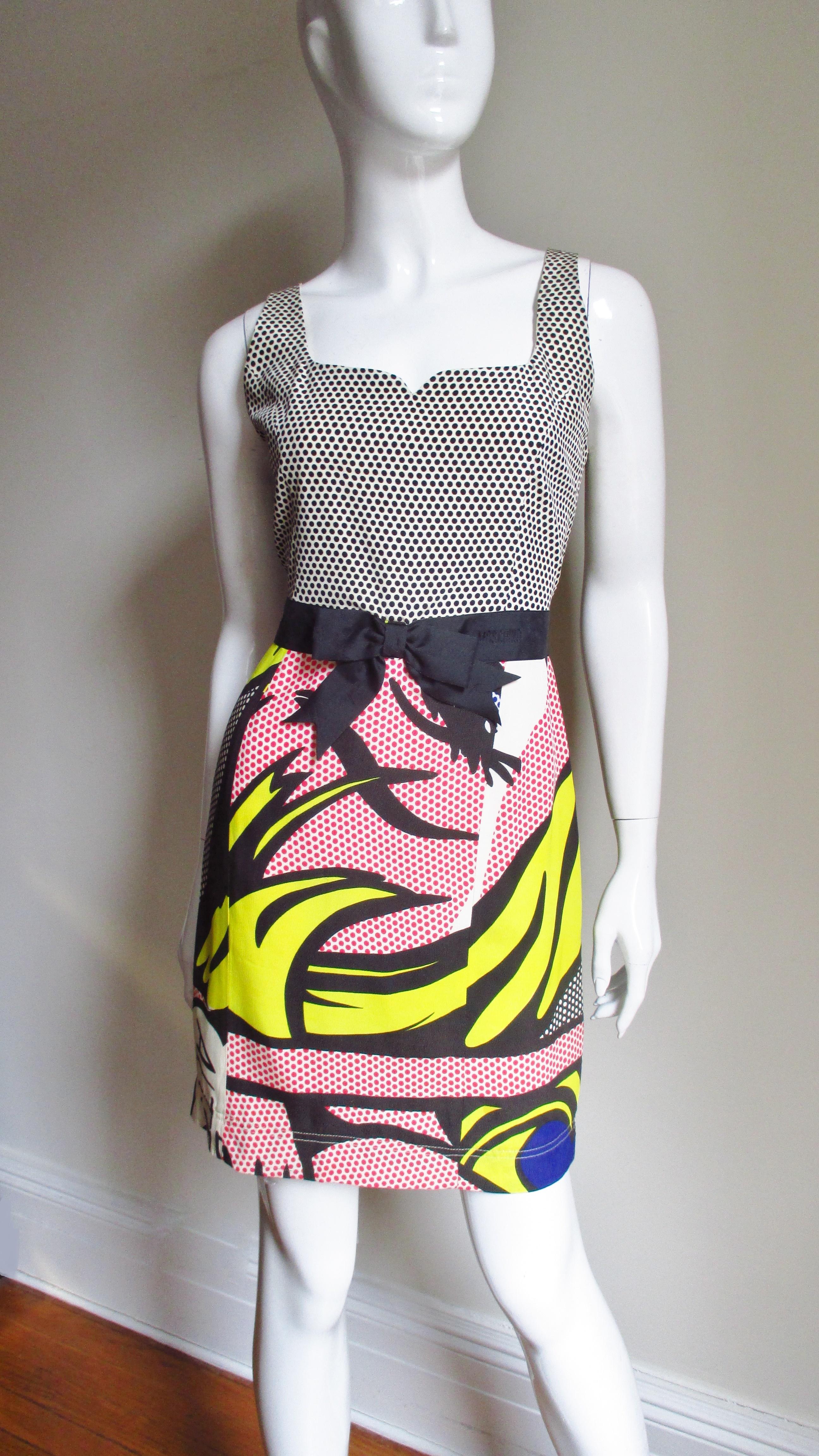 1990s Moschino Lichtenstein Comic Book Print Dress 4