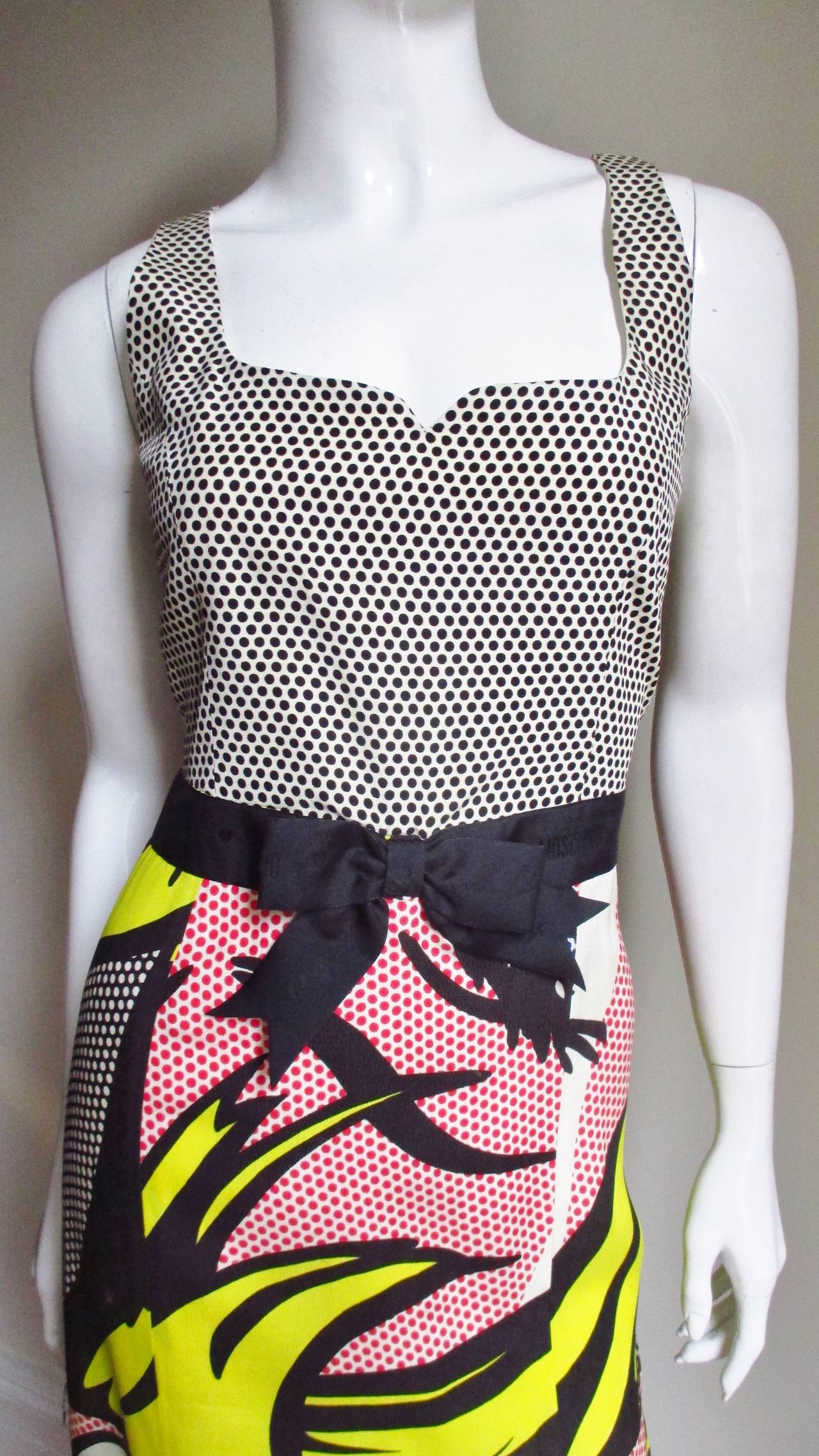 1990s Moschino Lichtenstein Comic Book Print Dress In Good Condition In Water Mill, NY